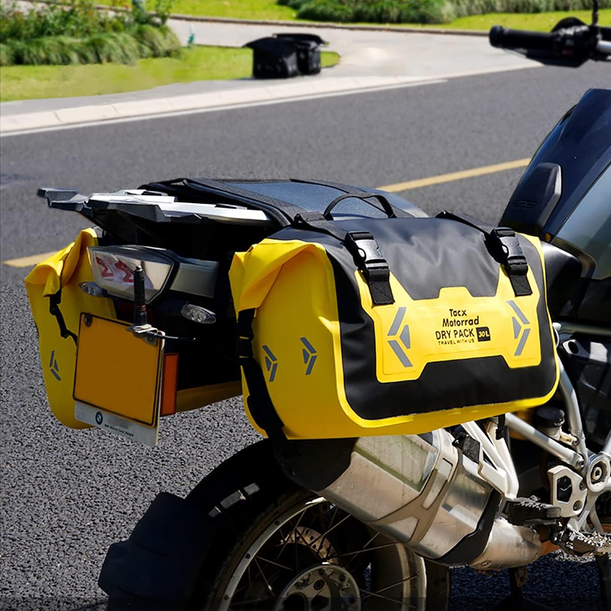 Motorcycle Saddle Bags Tail Bag, 30L Roll-top Waterproof Motor Detachable Side Trunk Bag, Motor Panniers Luggage Bag for Motorcy