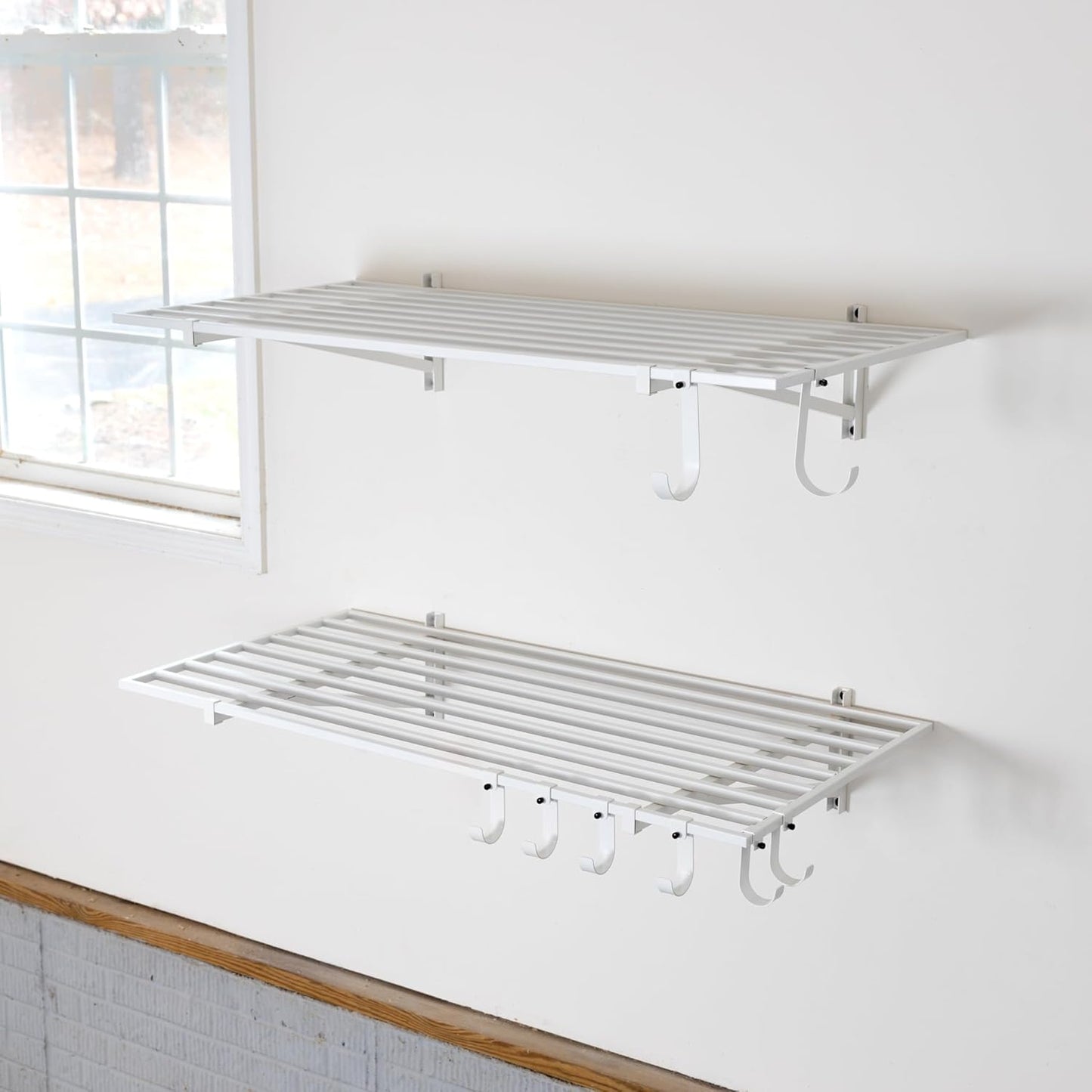 StoreYourBoard 2-Pack Heavy Duty Wall Shelves – Wall-Mounted Garage Storage Shelving and Organization for Sheds, Closets, or Utility Rooms – Holds 200 lbs, 2ft x 4ft, White