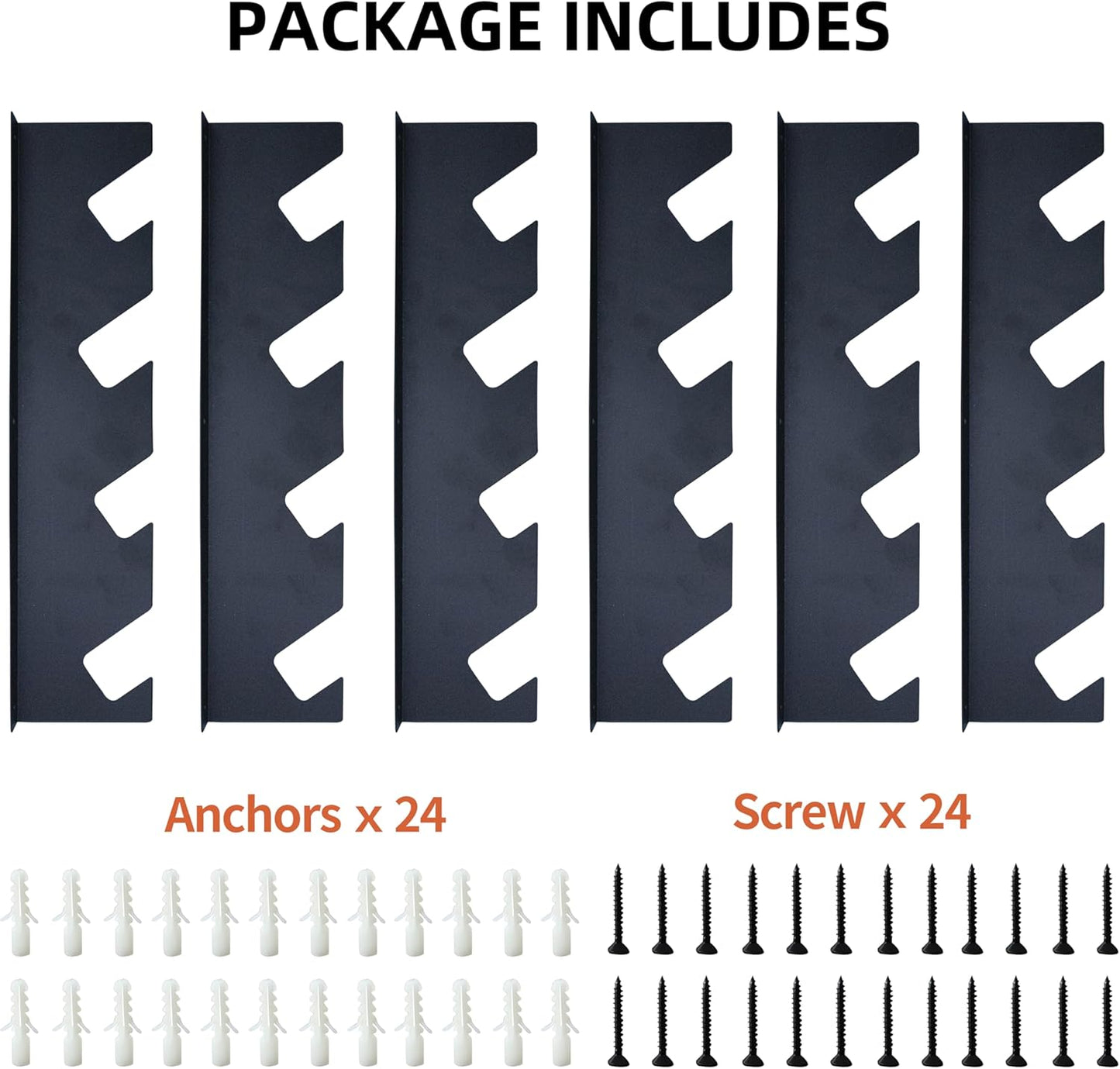 CZWL&HG Garage Tool Organizer Wall Mount – Heavy-Duty Solid Steel Rack for Shovels, Rakes, Long-Handled Tools – Horizontal Shed/Yard Storage Holds 250 lbs with Rustproof Mounts