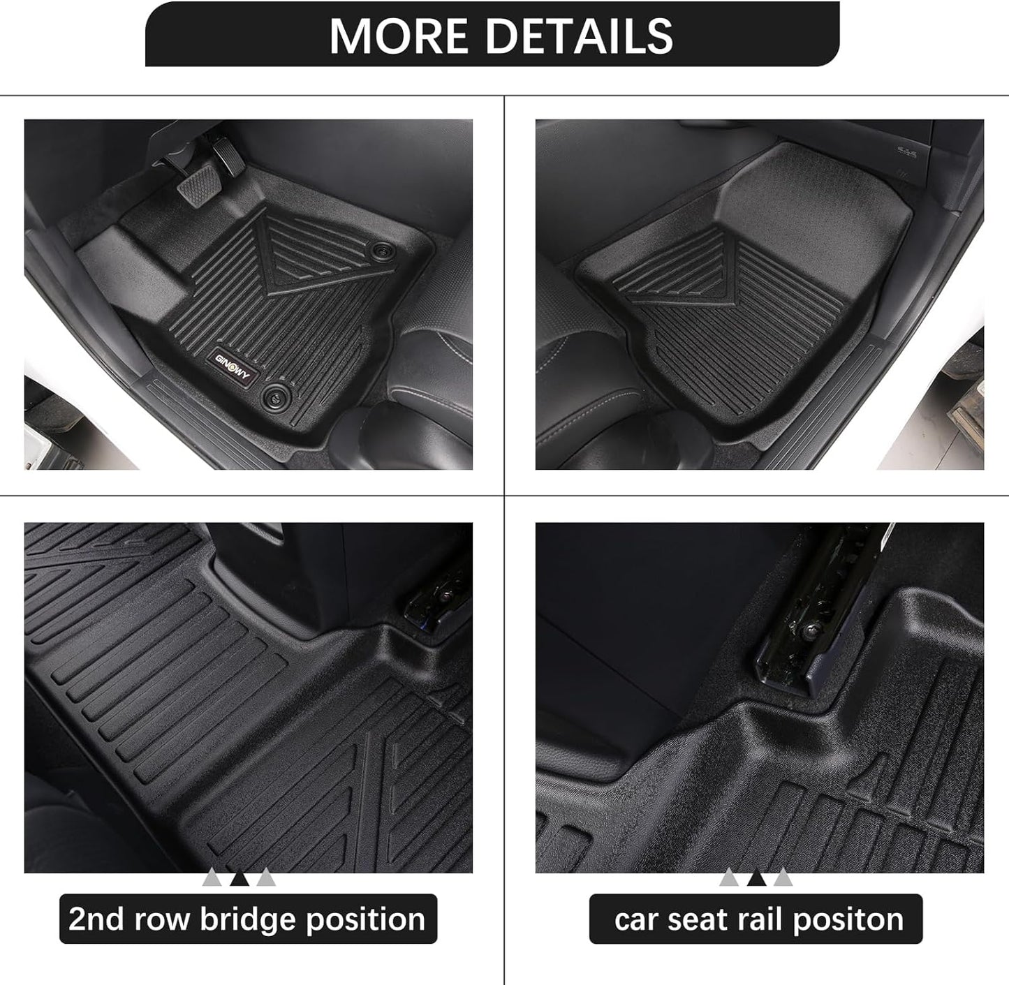 GINOWY- Floor Mats & Cargo Liner for Kia Seltos 2024 2025 2026, TPE All Weather Protection Seltos Car Mats 2024, Custom Seltos Floor Liners Non-Slip Trunk Mat, Waterproof Accessories Black