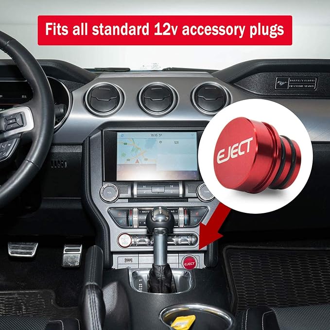 Billet Aluminum Cigarette Lighter Plug Cover, Fits All Vehicles with Standard 12 Volt Power Source (Eject)