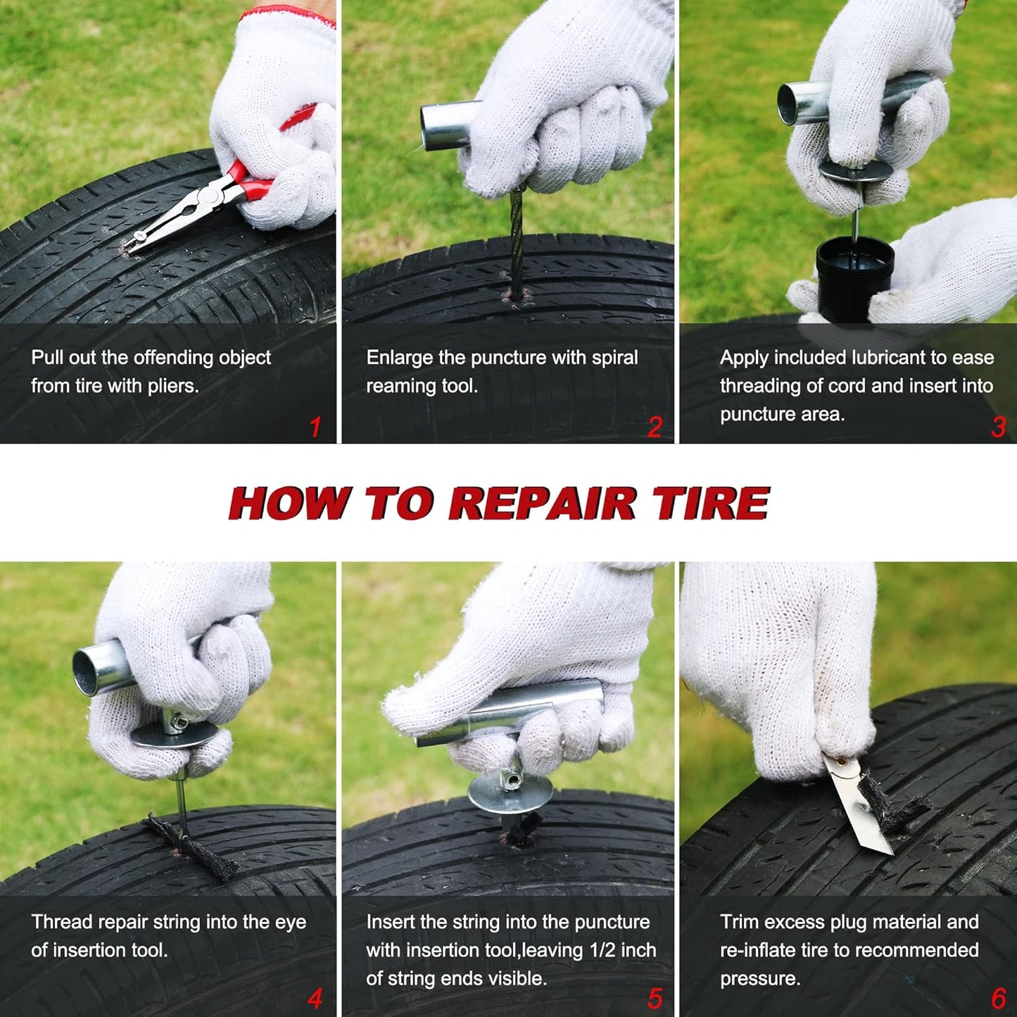 35-Piece Universal Heavy Duty Tire Plug Kit to Fix Punctures and Plug Flats, Ideal for Cars, Trucks, Motorcycles, ATV, with Storage case