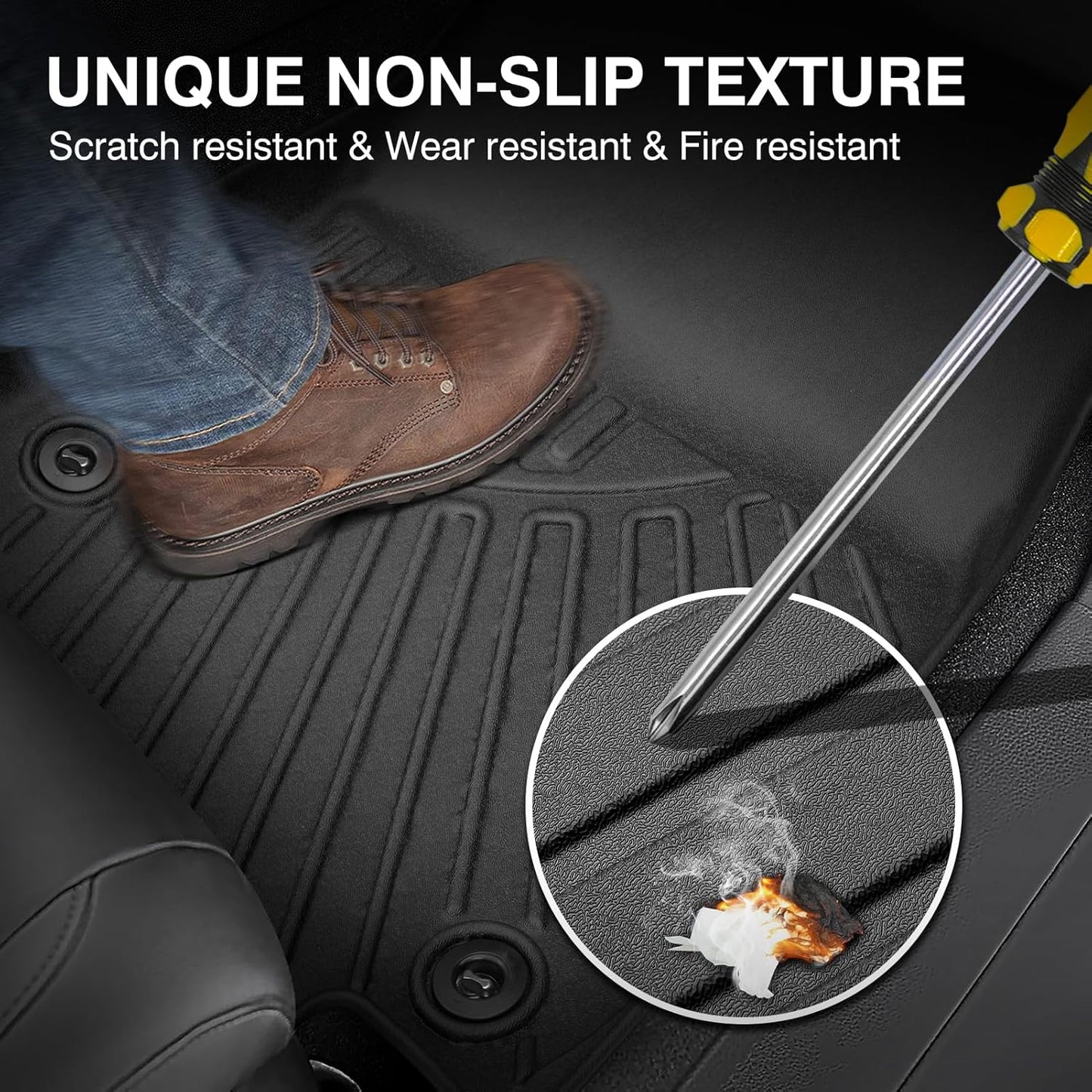 Powerty Floor Mats for 2020-2025 2026 Kia Telluride 7 Seats Accessories All Weather Floor Liner 3D TPE Floor Mat Heavy-Duty Floor Liners