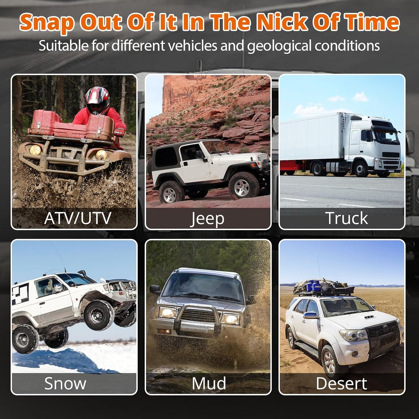 Kinetic Recovery Tow Rope: 1.25" x 30ft 54000LBS Snatch Strap Heavy Duty Offroad Towing Straps Kit for Trucks SUV UTV ATV Tractor Car Jeep - Black