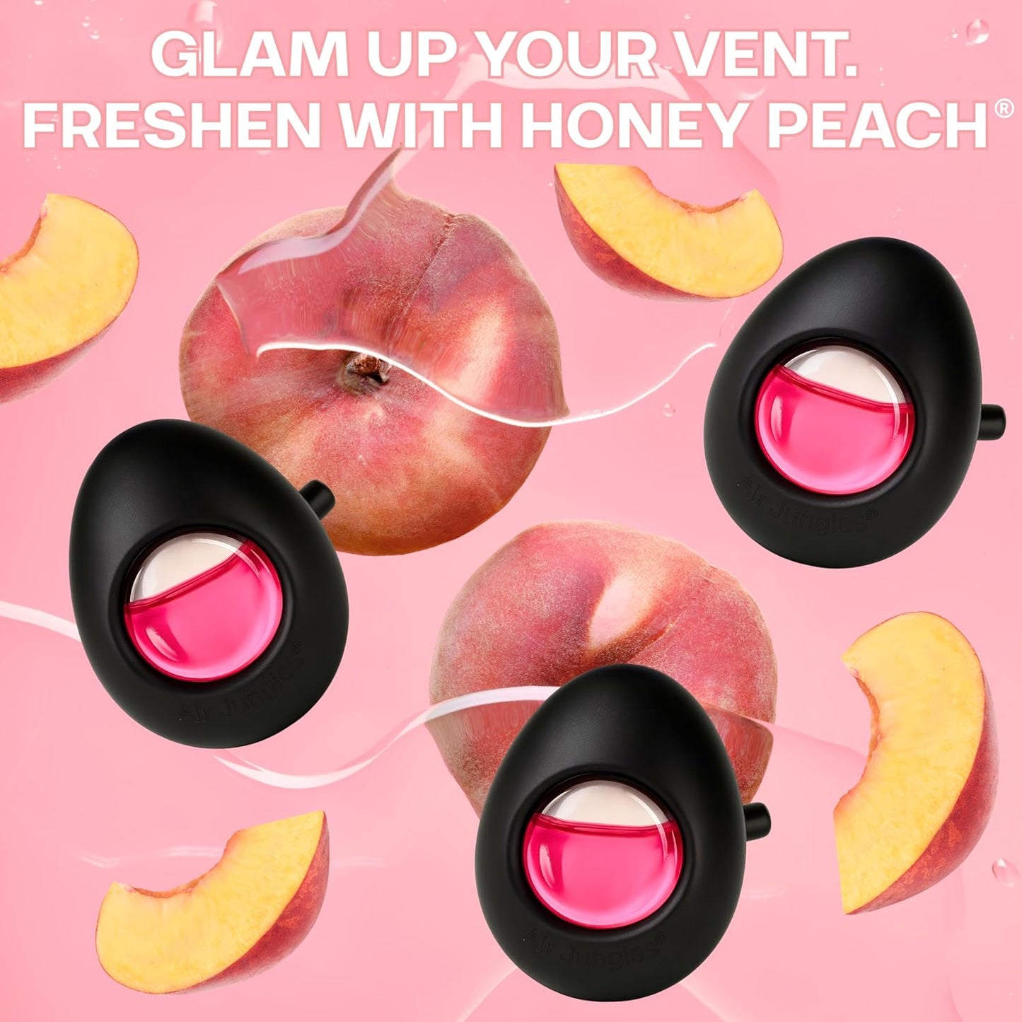 Air Jungles Car Air Freshener Vent Clip 4 Count, Variety Pack, New Car, Honey Peach, Ocean, Hawaii, 4 ml Each, Long-Lasting Car Odor Eliminator, Up to 120 Days Freshness for Auto