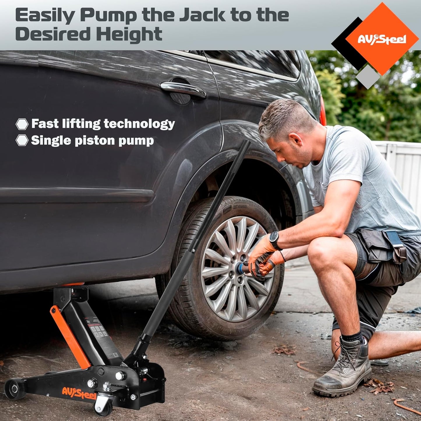 3 Ton Floor Jack (6600 lbs), Heavy Duty Hydraulic Jack for Car, Heavy-Duty Floor Jack with Single Piston Pump, Quick Lift Car Jack 3 ton with Lifting Range 5.5'' to 18.5''