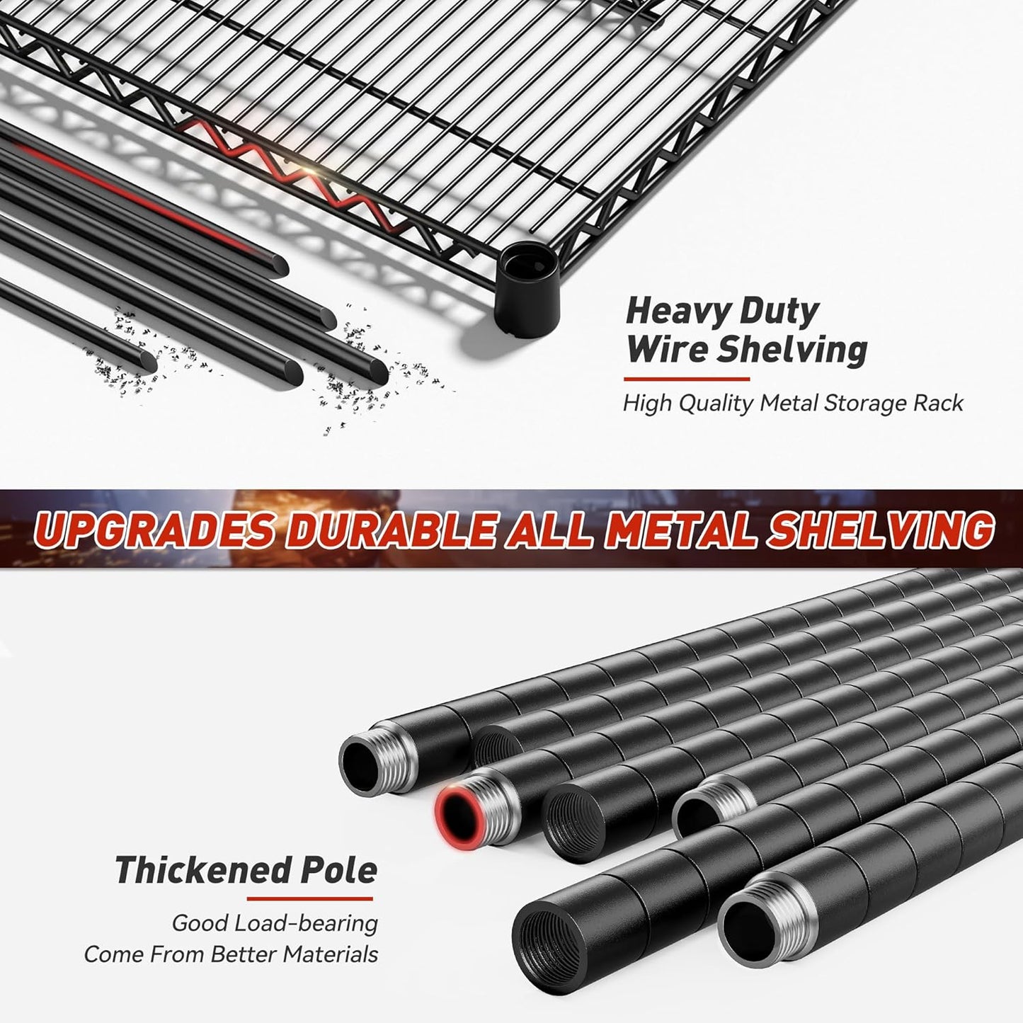 REIBII 60''W Storage Shelves 2399LBS Garage Shelving Heavy Duty with Wheels & Feet, 4 Tier Wire Shelving Adjustable Metal Shelving for Pantry Garage Kitchen Commercial Industrail, 60"W x 18"D x 65.5"H