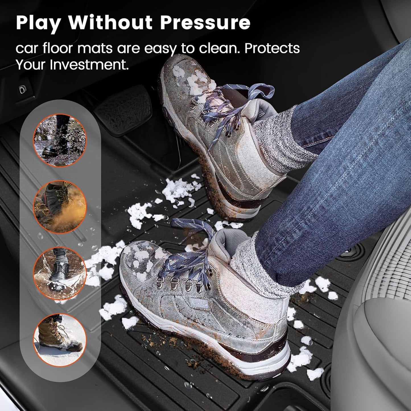 KMF Custom Fit Floor Mats for Nissan Murano 2025 Accessories, All Weather 3D TPE Waterproof Car Floor Liners - Front & Rear 2 Row, Anti-Slip Deep Grooves Car Mats Full Set