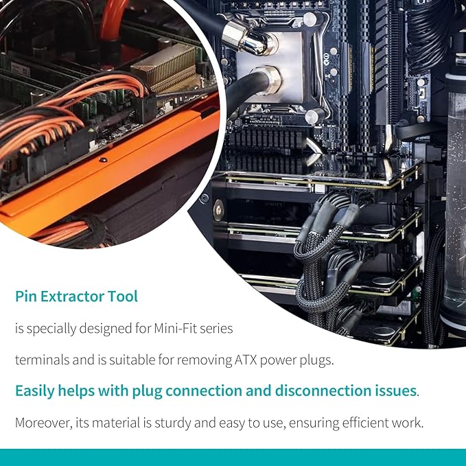 Compatible with Molex 11-03-0044 Mini-Fit Jr. Extraction Tool, ATX Pin Removal Tool for Crimped Terminal Removal, 14-30 AWG Cable, Soldering Extraction Tools