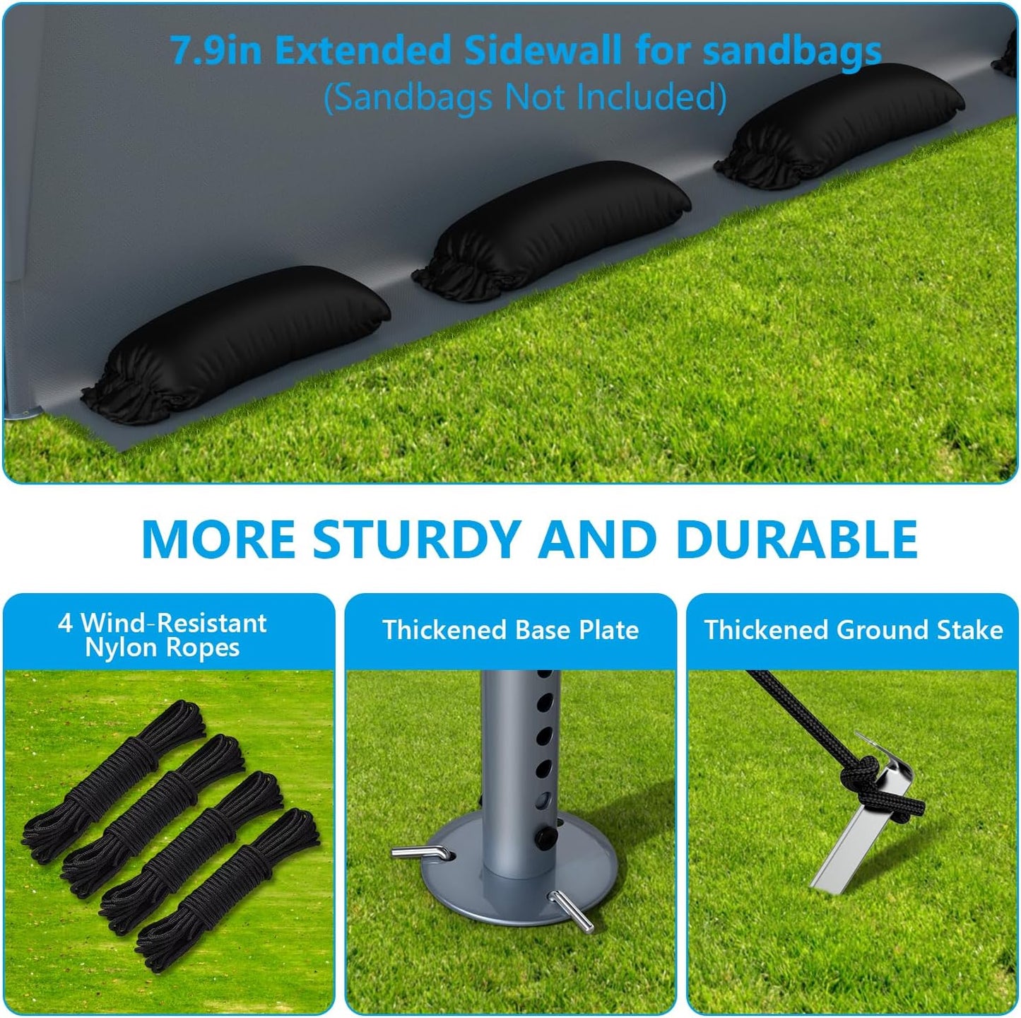 10x20FT Heavy Duty Portable Carport - All-Weather Enclosed Shelter for Cars, Trucks, SUVs & Boats, Waterproof & UV-Resistant Canopy with Removable Sidewalls, Doors, Ground Stakes (Gray)