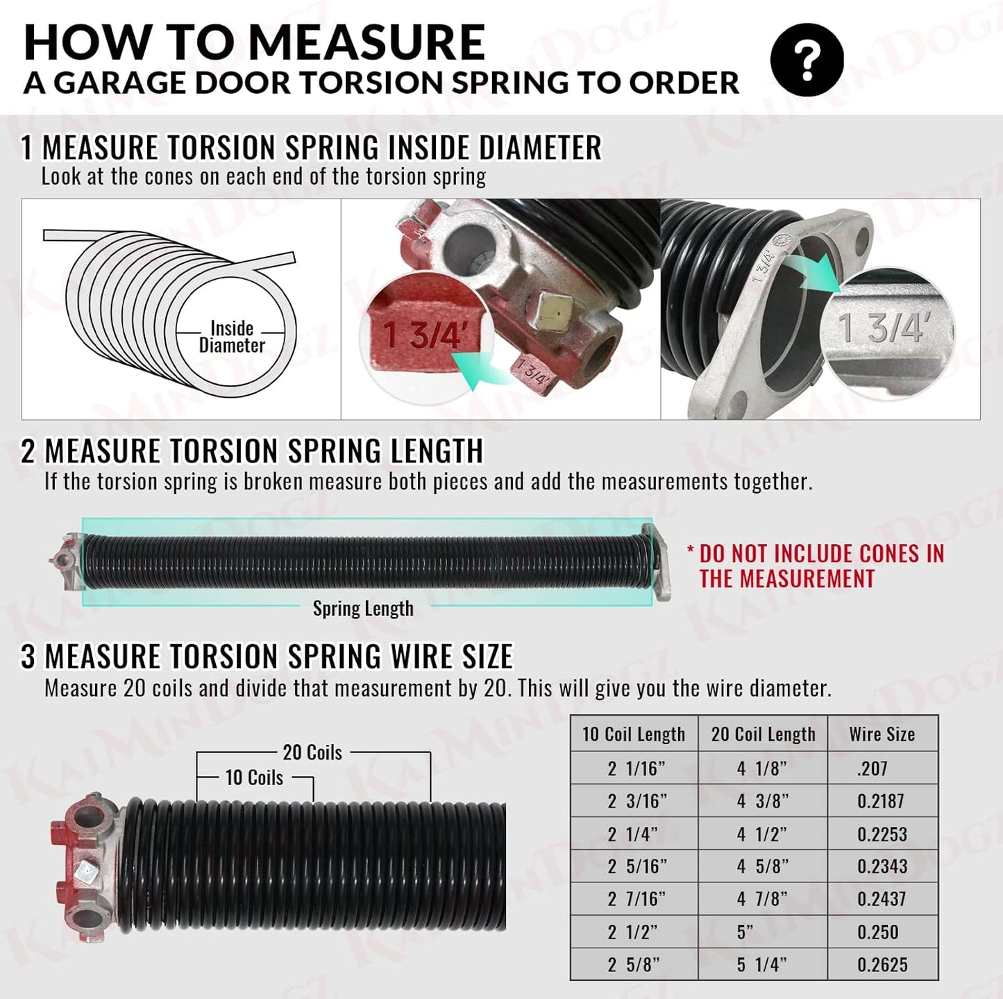 Pair of 1.75" Garage Door Torsion Springs Set with Non-Slip Winding Bars&Gloves, High Precision Electrophoresis Oil-Free Black Coated for Replacement, MIN 16,000 Cycles (0.250 x 1.75"x 42")