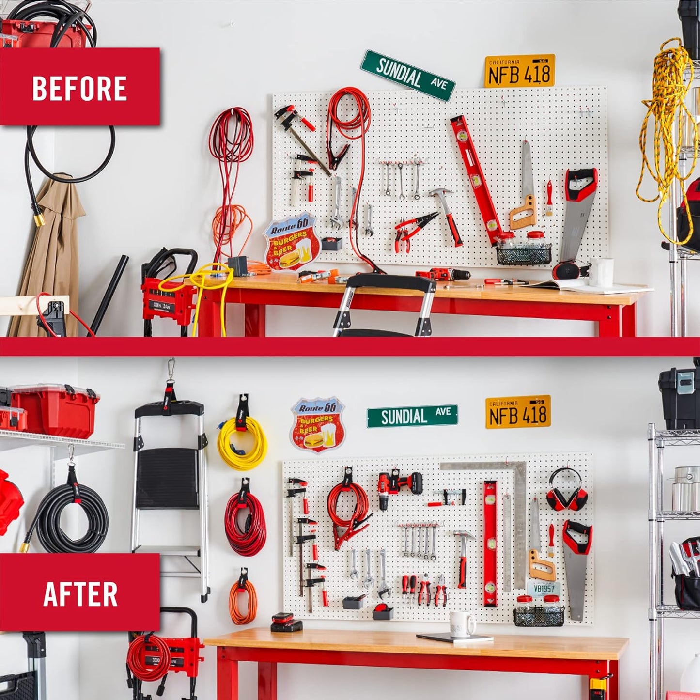 VELCRO Brand Easy Hang Extension Cord Holder Organizer Variety Pack | Holds 60-100lbs, Heavy Duty Straps Fit Easily on Hooks or Nails | Perfect for Garage Organization | 3-pk 10",14" and 18", Black