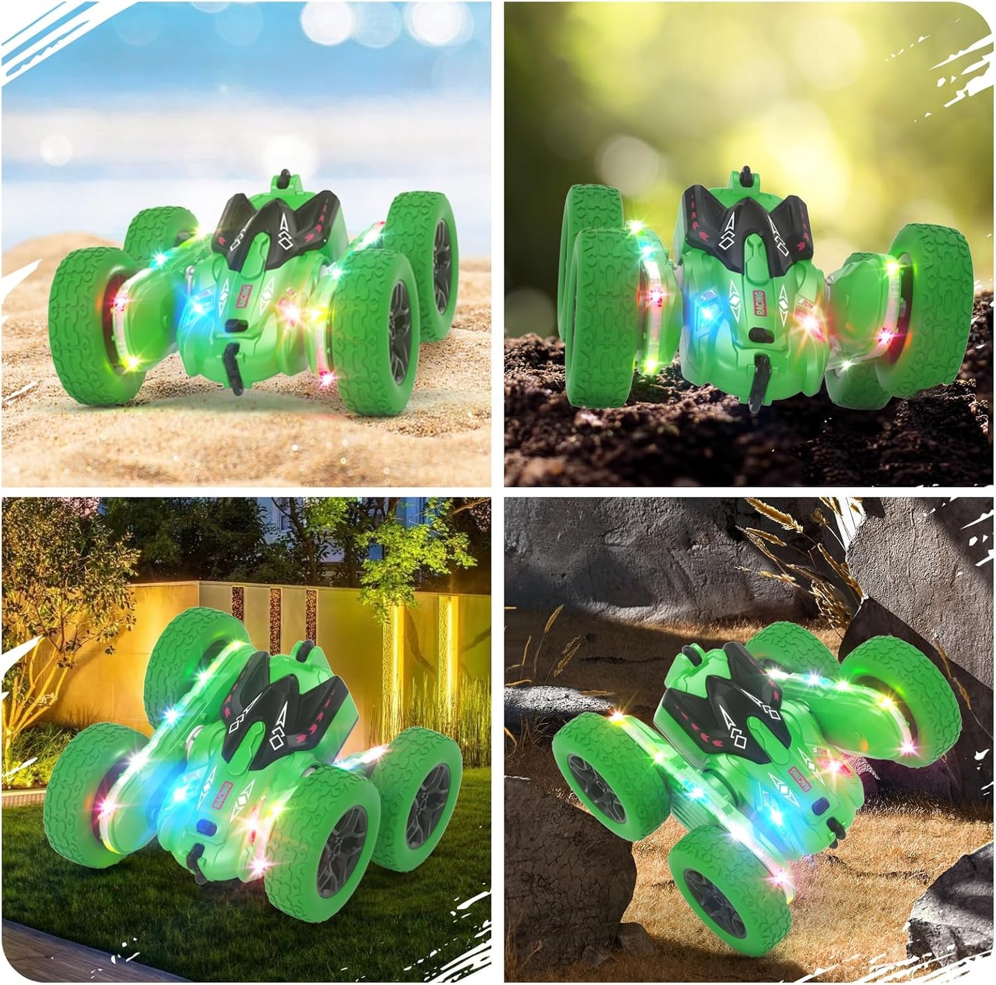 Remote Control Car, RC Cars, RC Stunt Car Toys New Upgraded Strip Light & Headlight, 6000mAH, 4WD 360° Rotating, Double Sided, Toy for Boys Girls Christmas Birthday Gift