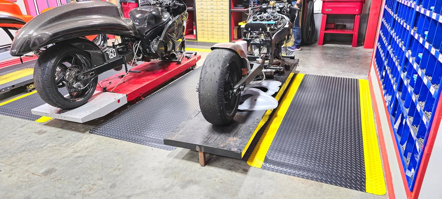 Rhino Mats, American Classic Diamond Anti-Fatigue Mats, Industrial Ergonomic Comfort Standing Mat for Work, Home, Garage, Office, Kitchen or Anywhere (Black/Yellow 1" Thick, 2 FT. x 11 FT.)