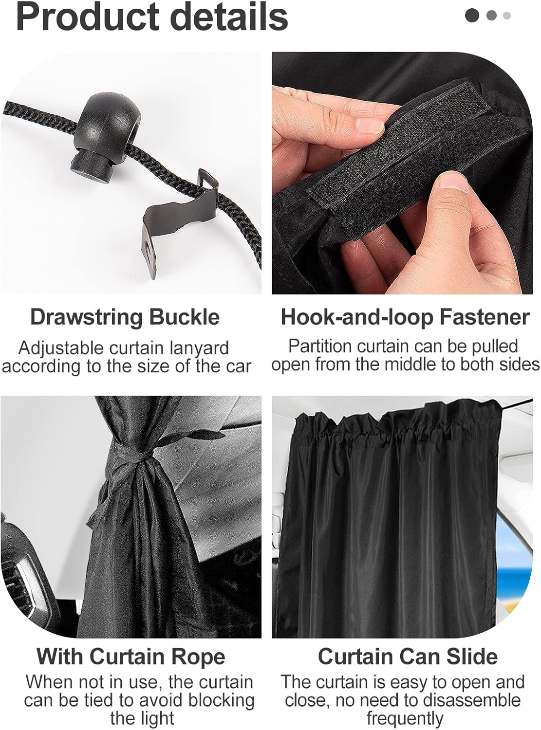 Car Divider Curtain - Wide Car Privacy Blackout Shades with Storage Bag for Baby Nap, Removable Sedan SUV Van Sunshade Covers Screen for Car Camping Sleeping Accessories