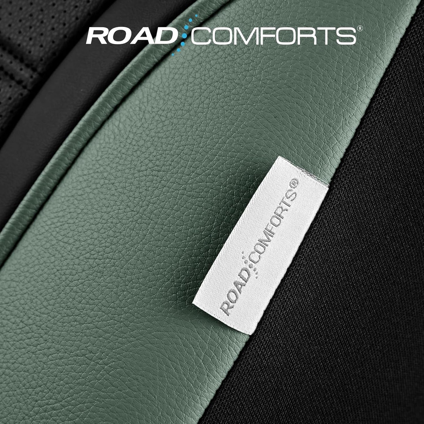 Road Comforts Leather Seat Covers, Breathable Car Seat Covers Full Set for Men,Airbag Compatible, Automotive Seat Covers Set Universal Fit Most Cars,Vans,Truck,SUV