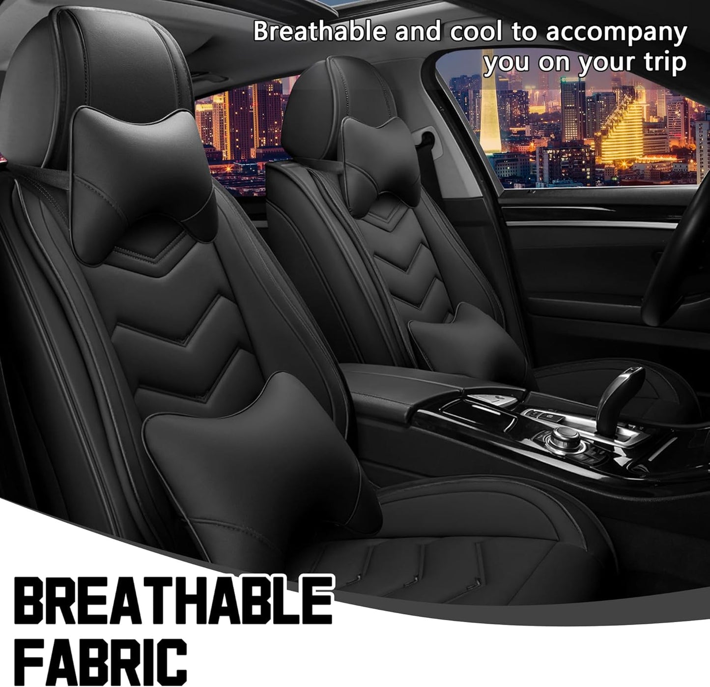 Car Seat Covers for Chrysler Pacifica 2004-2025, Stylish Sport Seat Cover, Premium Nappa Leather Car Seat Cover. Automobile Seat Covers Sets.(Luxury 2 Seats/Pure Black)