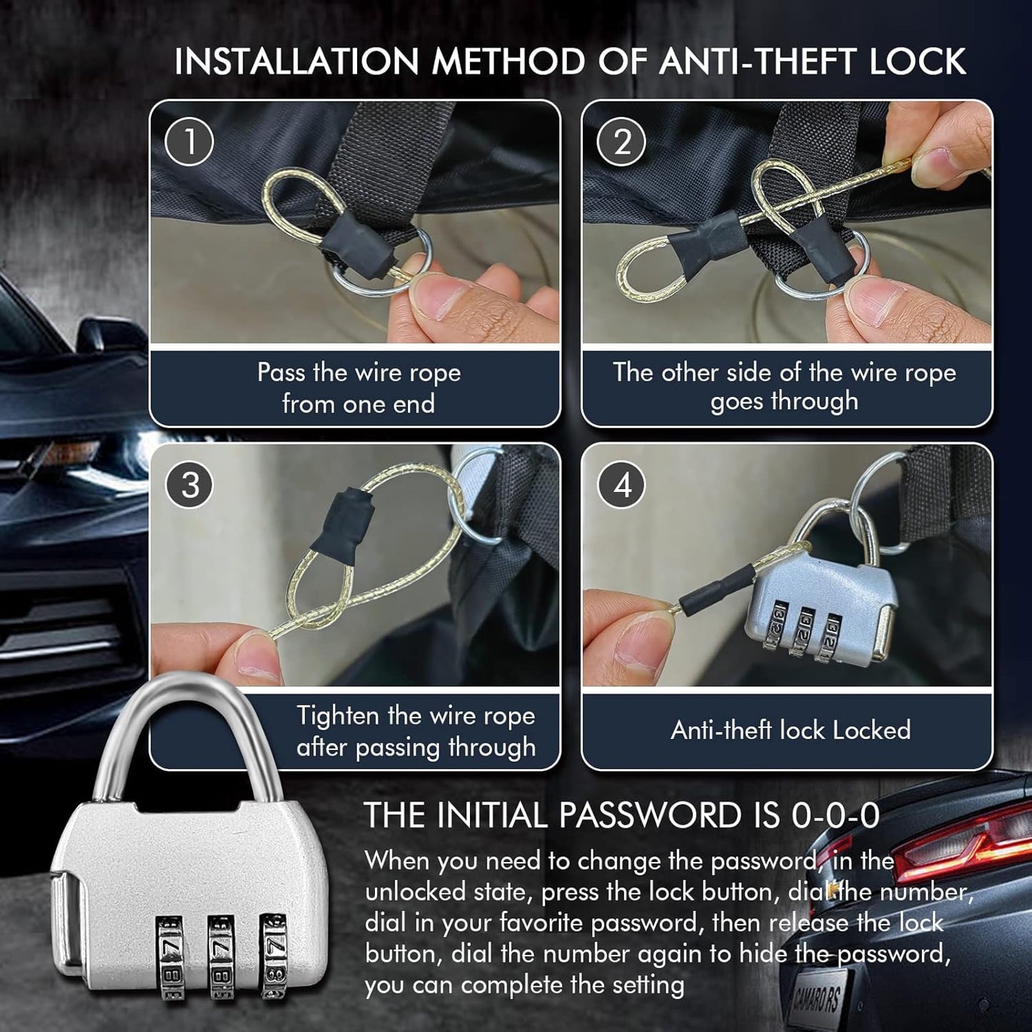 for Chevy Camaro 2010-2022 Car Cover 210D Outdoor Waterproof UV Protection, Custom-fit Protective Full Covers with Cotton Layer, Zipper Door, Reflective Strip, Storage Bag