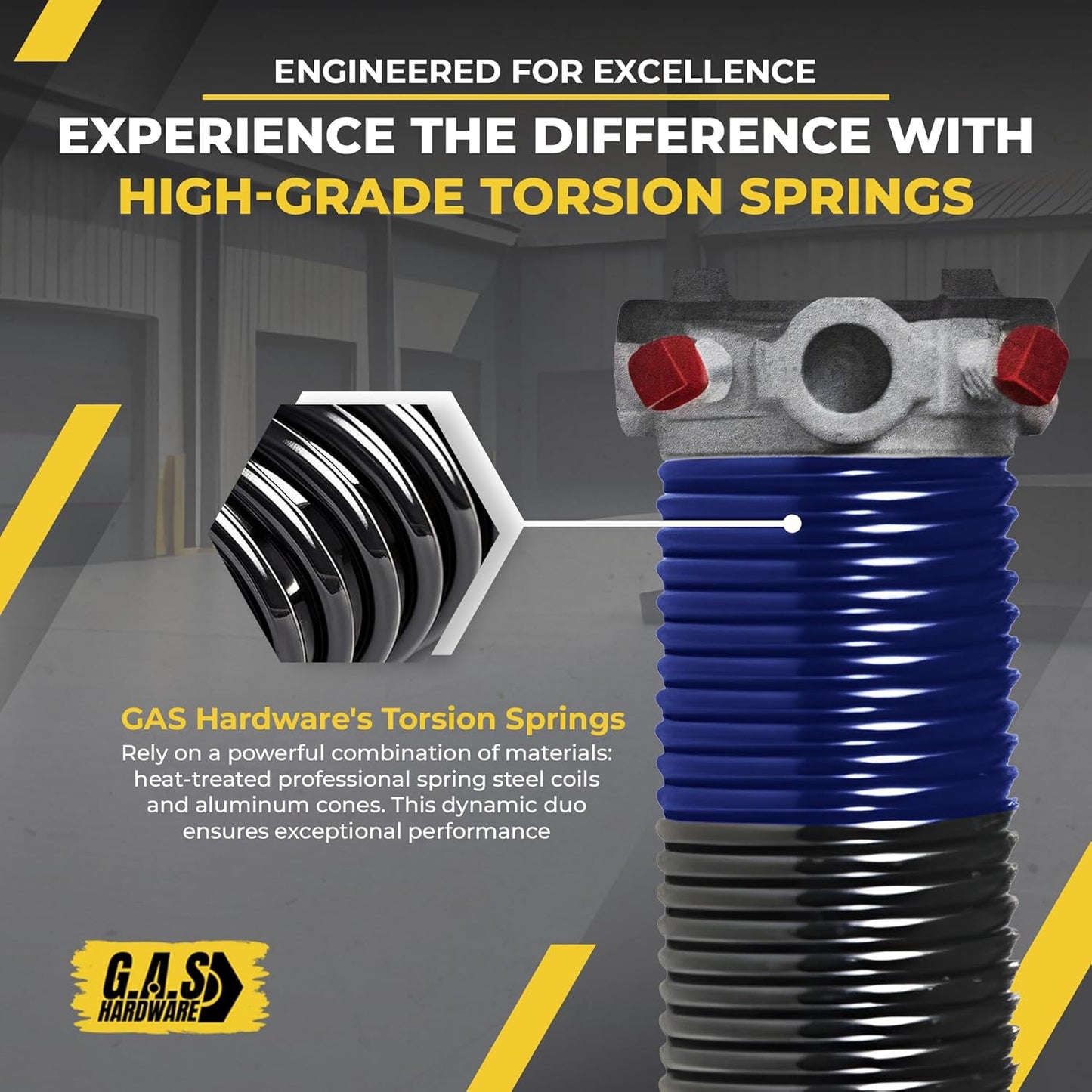 Garage Door Torsion Spring 262x1.75x37 Includes 1” Steel Bearing, Gloves, Manual, and Winding Bars for Right Side of Garage Door Precision E-Coating 5-Year Warranty Min. 30,000 Cycles (Black Cone)