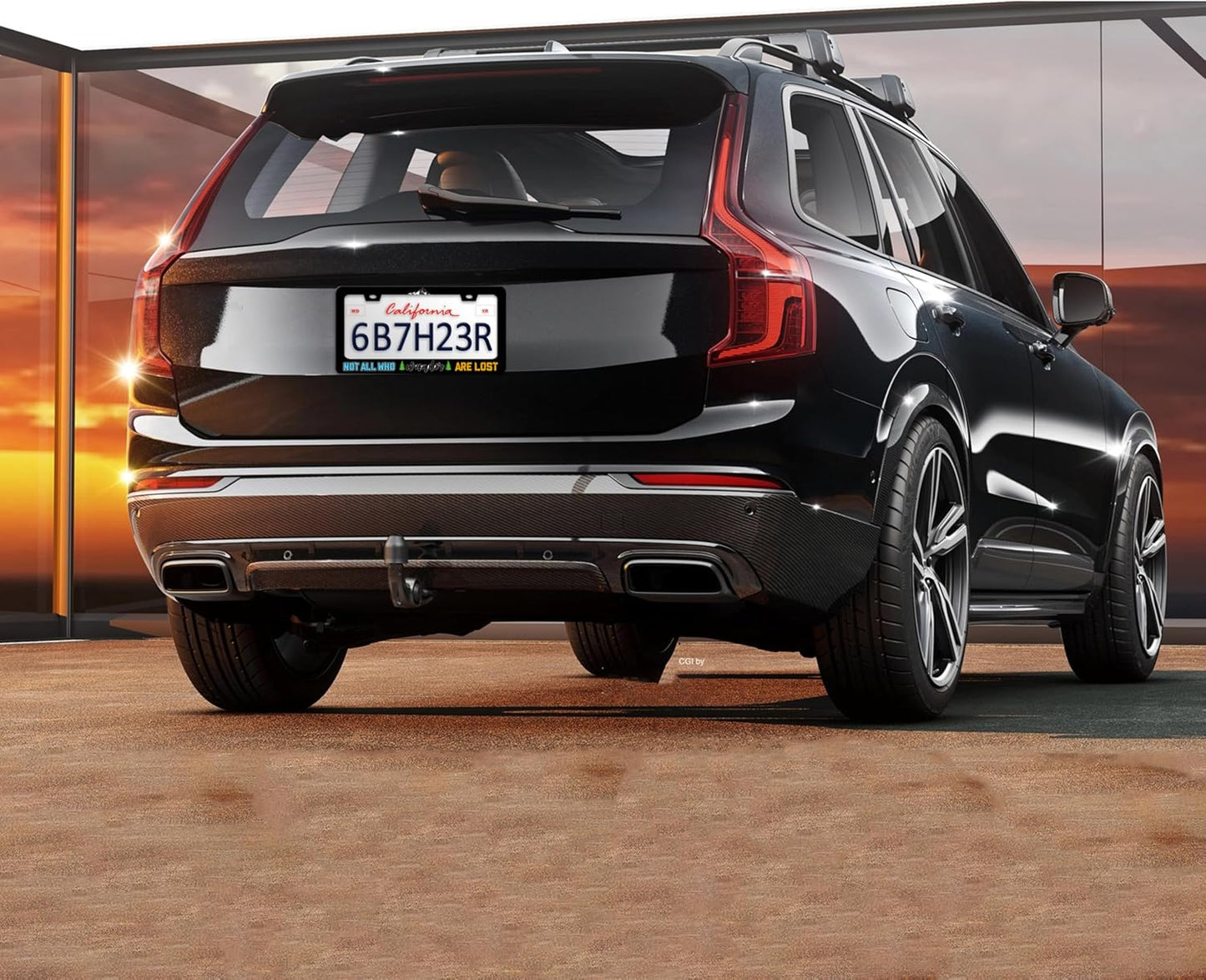 Not All Who Wander are Lost License Plate Frame Mountains Compass License Plate Holders Funny Stainless Steel Auto Accessory Bracket 2 Hole with Screws Universal Us Car License Plate Frames 6x12 Inch