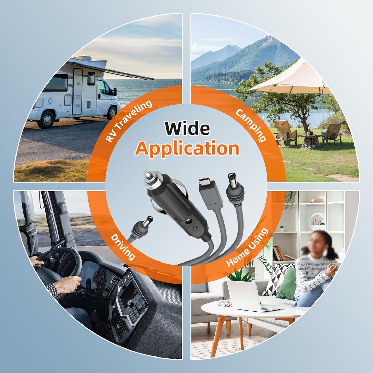 Starlink Mini 3-in-1 DC Power Cable 16FT, USB-C 12-24V Cigarette Lighter Plug & DC Male Cord Input Power Cable, Waterproof Power Cord Accessories for Starlink Mini