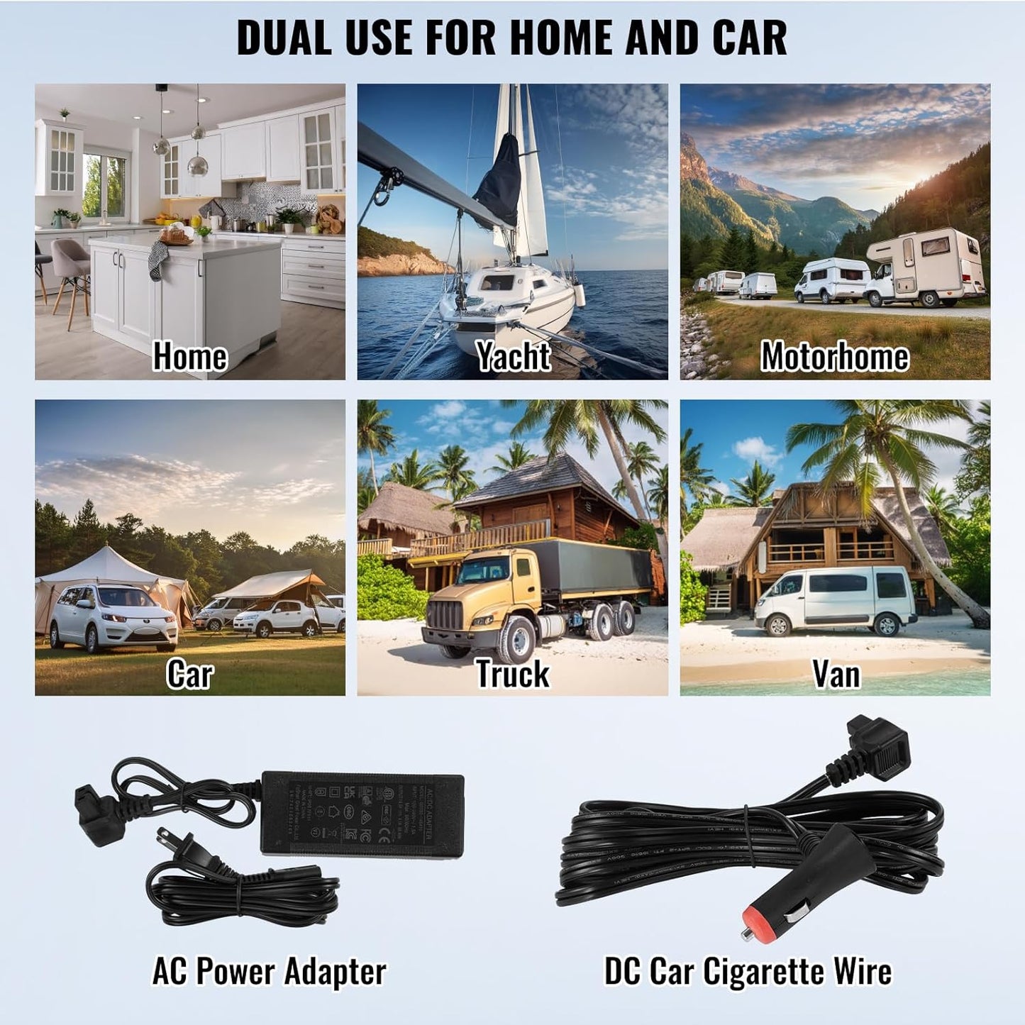 VEVOR 12 Volt Car Refrigerator Fridge, 15 L Single Zone Portable Freezer, -4℉-68℉ Adjustable Range, 12/24V DC and 100-240V AC Compressor Cooler for Outdoor, Camping, RV, Grey