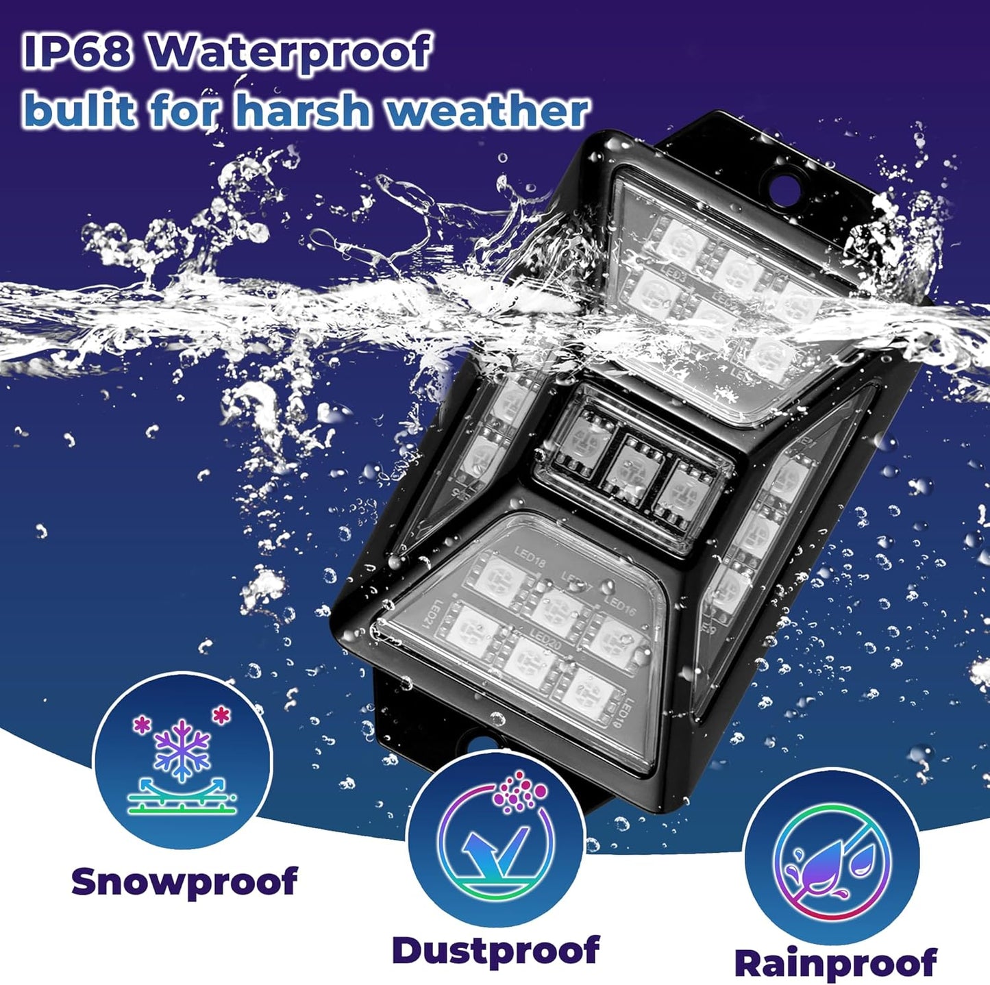 12 Pods 252 LEDs 5 Sides RGB Rock Lights, App/2 Remote Control Rock Lights for Trucks, Waterproof Multi-Color Bright Underglow Kits with Music Mode, Compatible with 12V Jeep UTV SUV ATV Golf RZR