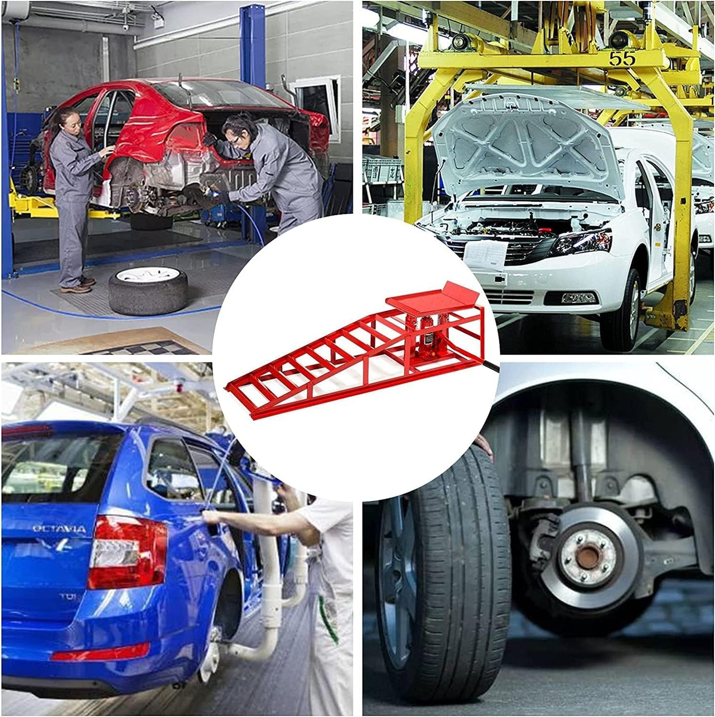 BLVD-LPF OBEY YOUR LUXURY 2 Pack Hydraulic Car Ramps 10000lbs 5T 11000lbs Low Profile Car Lift Service Ramps Truck Trailer Garage, Height Hydraulic Vehicle Ramps (RED)