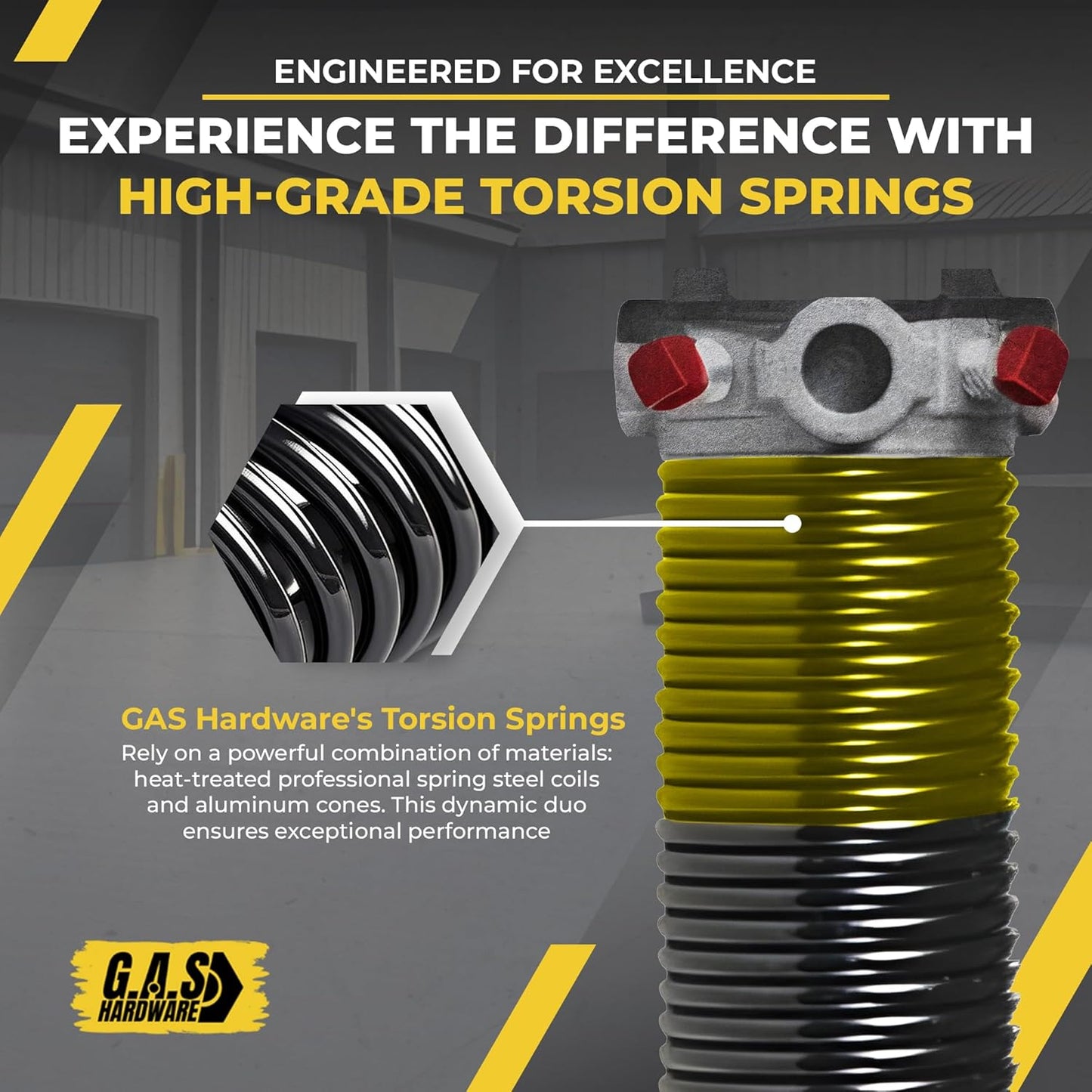 Garage Door Torsion Spring 250x1.75x35 Includes 1” Steel Bearing, Non-Slip Gloves, and Winding Bars for Left and Right Side of Garage Door Precision E-Coating 5-Year Warranty Min. 30,000 Cycles (Pair)