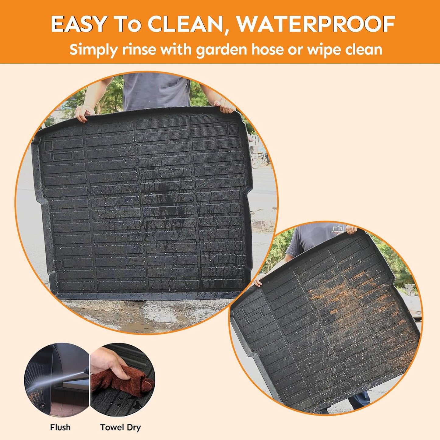 Binmotor-Floor Mats & Cargo Liner Set for 2021-2016 Honda Civic Sedan(Not for Sport/Hatchback/Coupe/Type R), 2017-2021 Civic Si, All Weather Car Floor Mat for Honda Civic Accessories