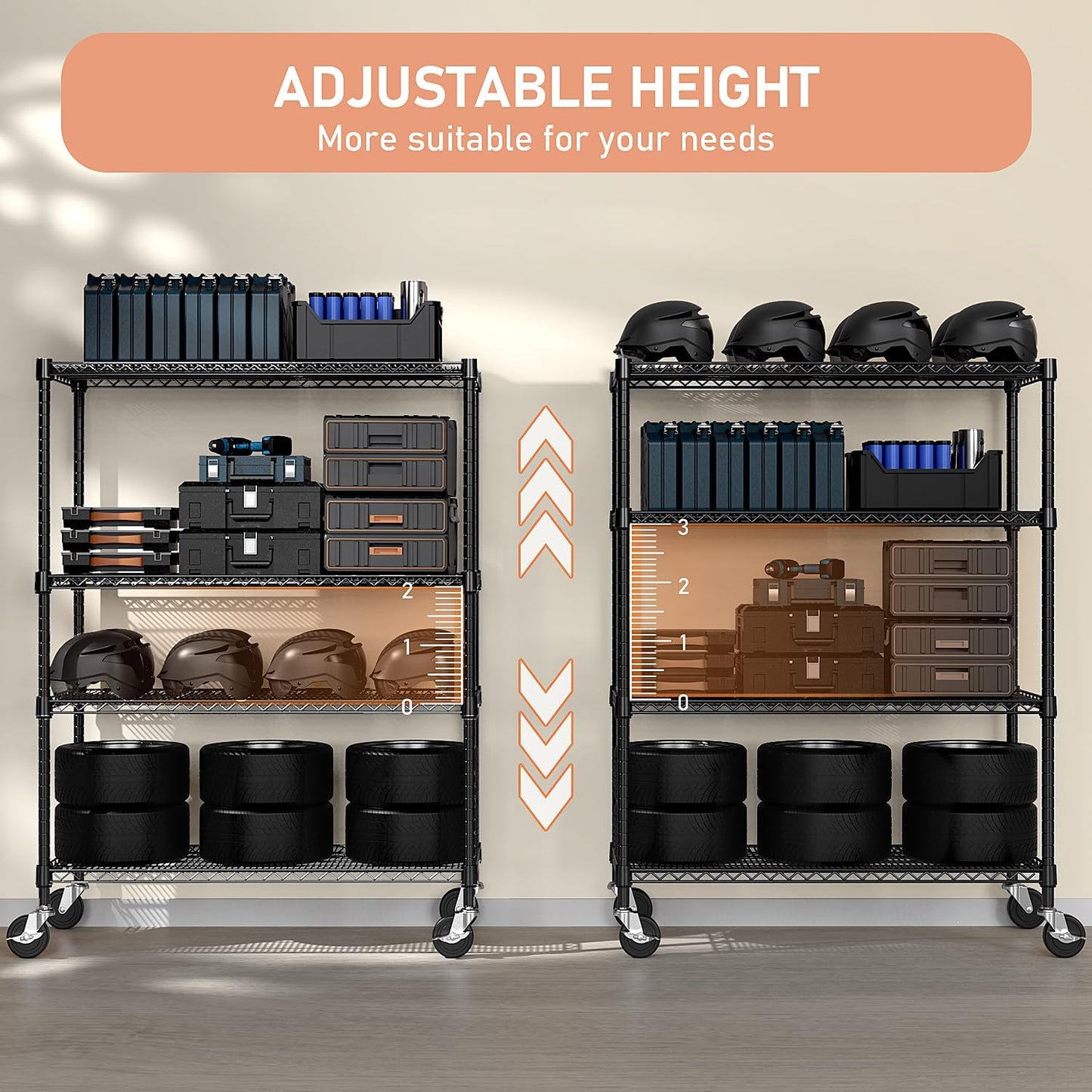Industrial Metal 4 Tier Shelving for Garage, Pantry, Warehouse, Basement Utility Room, Storage Rack Metal Shelving Unit, Shelf Organizer, Black 23.6" D x 53.2" W x 73.6" H