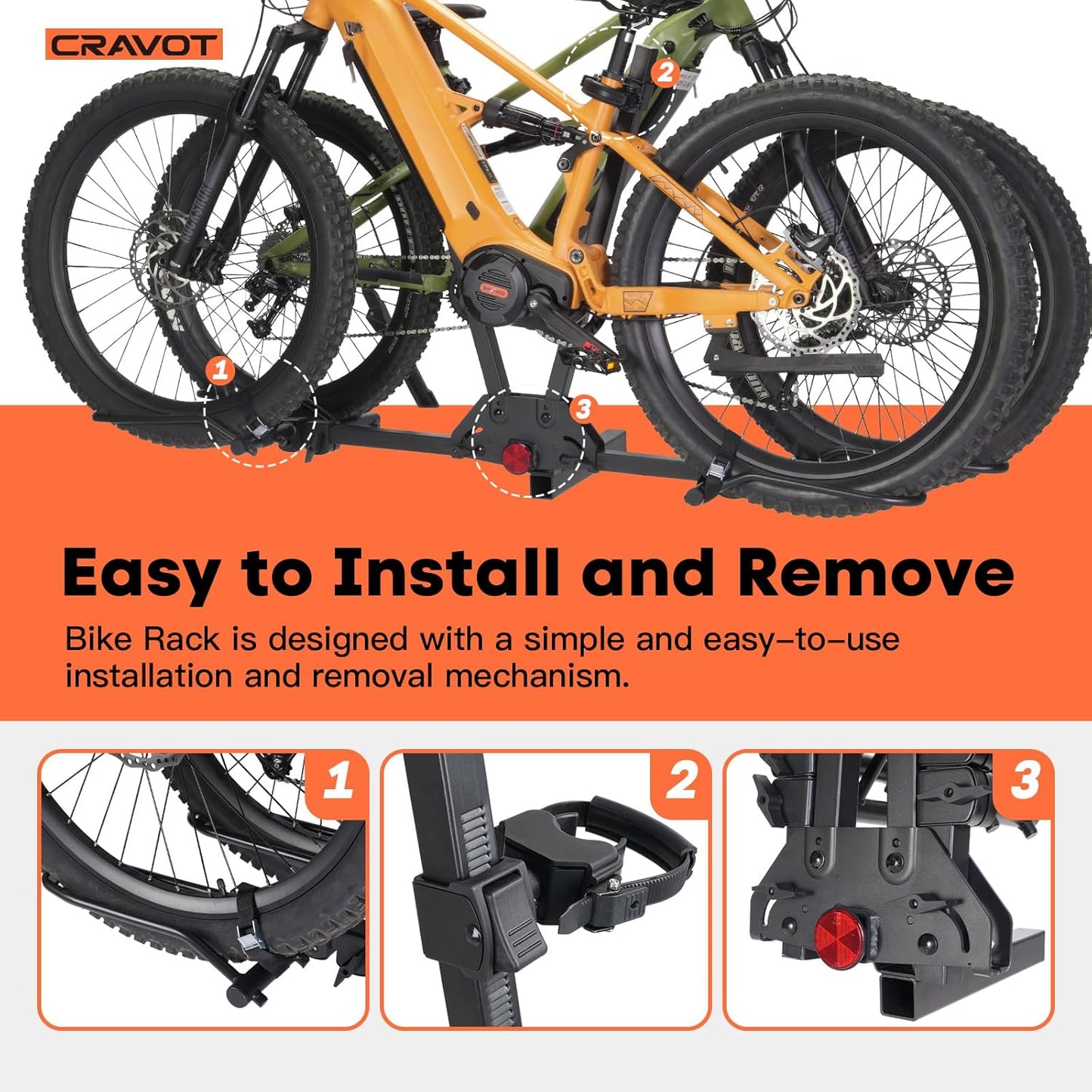 MagRack F2 200 lbs Capacity Electric Bike Rack, No Installation Bike Carrier for 2 Bike, Folding Bike Racks for Tow Hitch 2'' Receiver Cars Trucks SUVs Minivans RV, Trailer