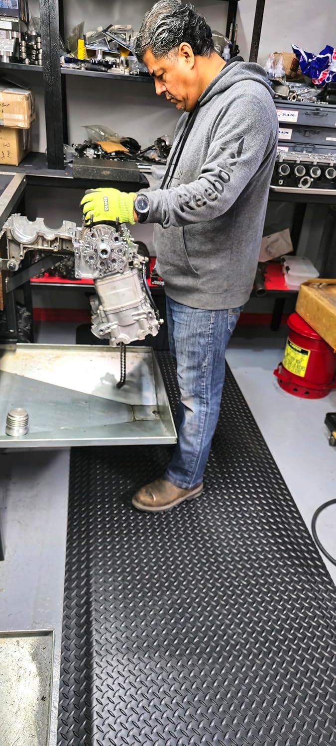 Rhino Mats, American Classic Diamond Anti-Fatigue Mats, Industrial Ergonomic Comfort Standing Mat for Work, Home, Garage, Office, Kitchen or Anywhere (Black 1" Thick, 2 FT. x 2 FT.)