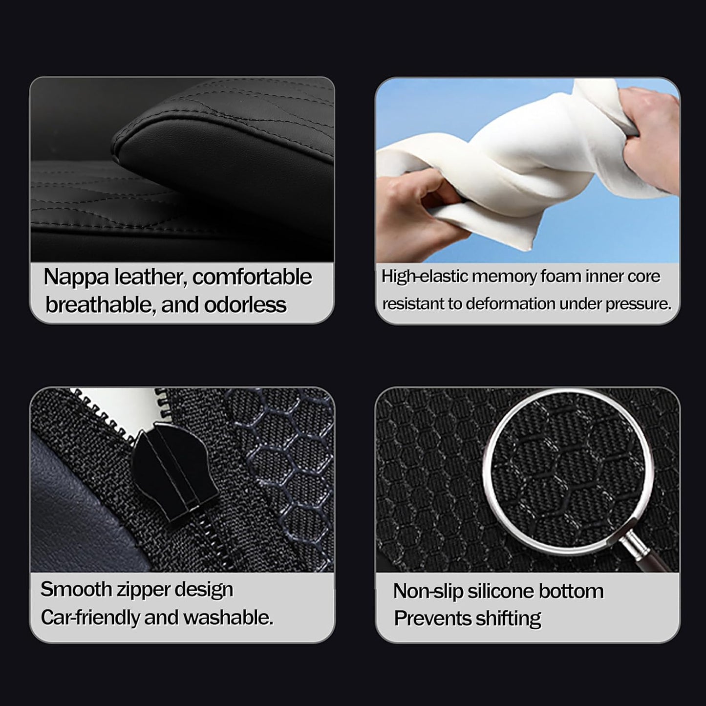 Car Center Console Cover pad PU Leather,Black Armrest Box mat, Vehicle Arm Rest Cushion Protector,Memory Foam napa Leather,Consoles Hand Rest Pillow(sizeA 12 x 5.9 x 2.2 inch)