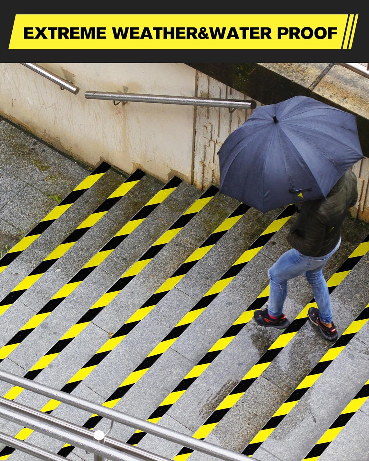 Floor Marking Tape,2 INx108 FT Strong Adhesive Caution Tape,High Durability Warning Safety Tape for Indoor/Outdoor-Warehouses,Factories,Parking Lots,Retail Locations,Black&Yellow,1 Roll