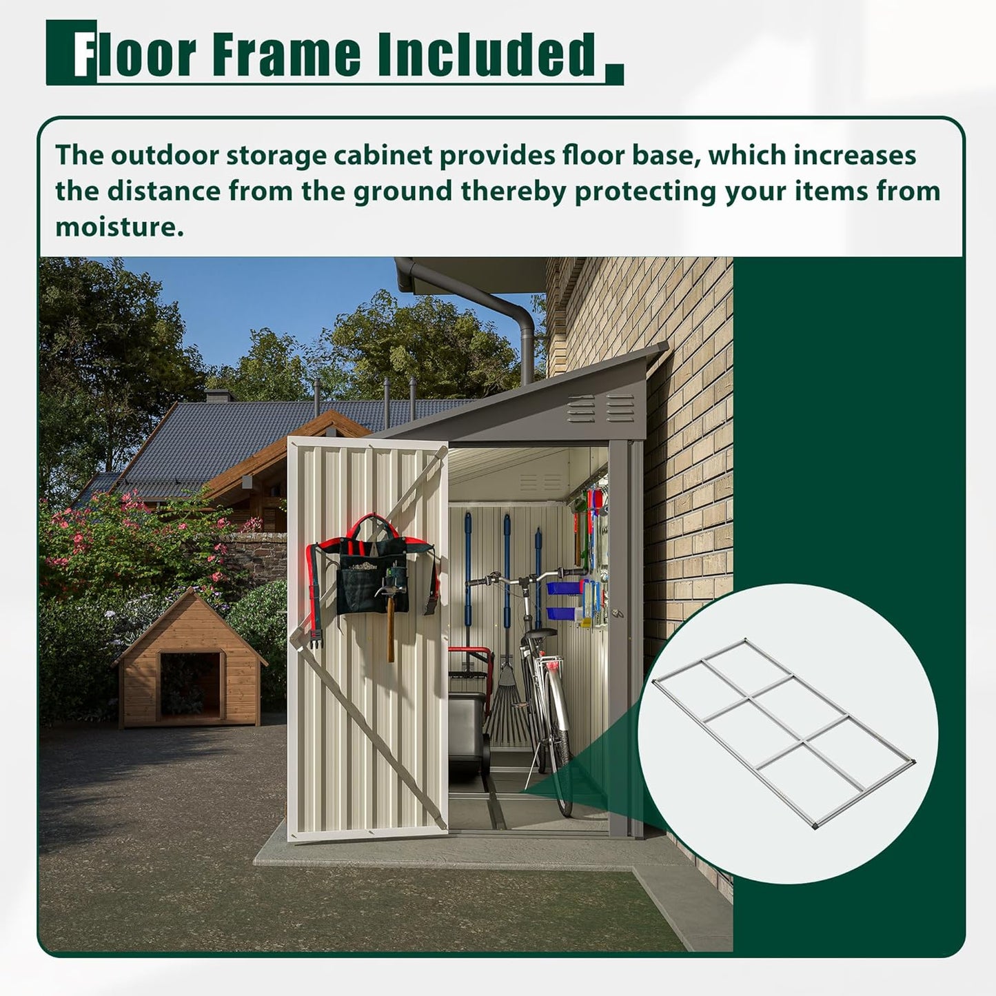 4x8 FT Outdoor Storage Shed,Lean to Metal Shed W/Floor Included,Garden Storage Shed W/Lockable Door,All Weather Waterproof Tool House W/ 2 Air Vents,for Backyard,Patio,Lawn,Garden,Gray