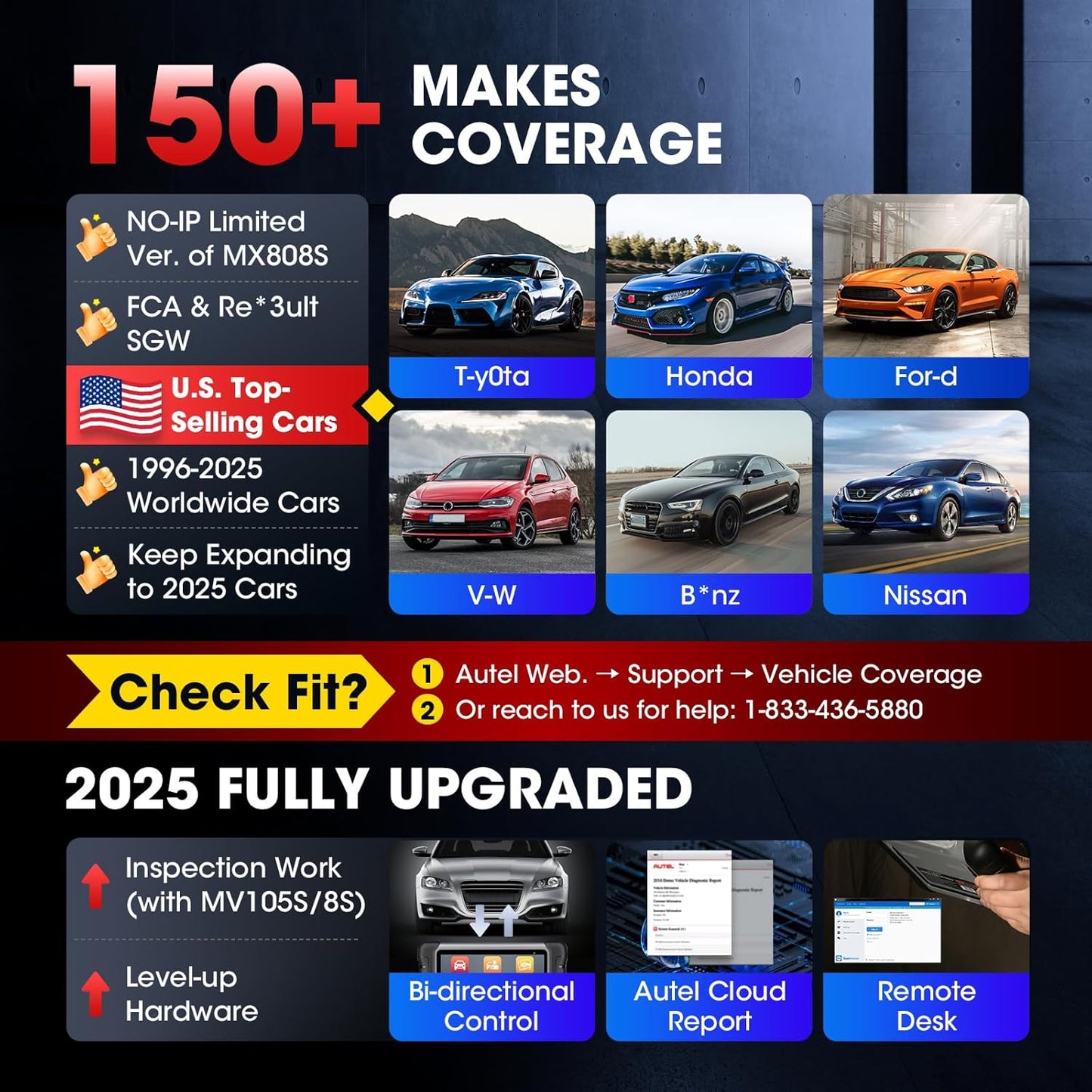 Autel Scanner MaxiCOM MK808S: 2025 Bidirectional Tool as MK808BT Pro MX808S M808Z, Work as MaxiCheck MX900 MK900BT, 28+ Service, Active Test, All System Diagnose, Injector Coding, FCA Autoauth OS 11