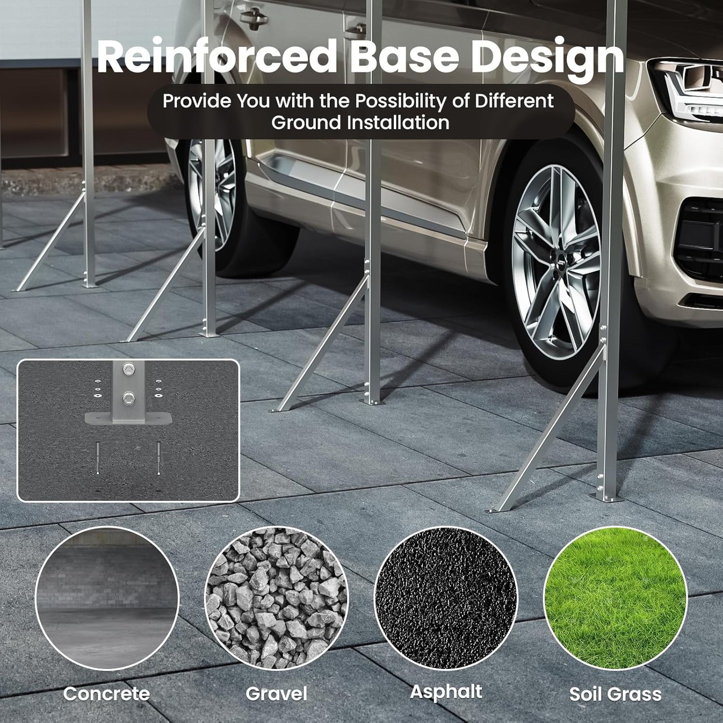 Heavy Duty Metal Carport – Sturdy Structure, All-Weather Protection, Easy Assembly for Cars, Trucks, Boats, Tractors, and Outdoor Storage (White, 10X15 FT)