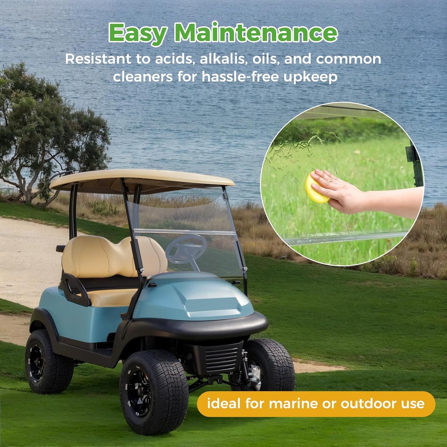 10L0L Golf Cart Windshield for Club Car Precedent 2004-Up, Tempo, 2017-Up Onward, Clear/Tinted Fold Down Club Car Windshield Anti-UV Impact Resistant - 37.5"W X 33.6"H