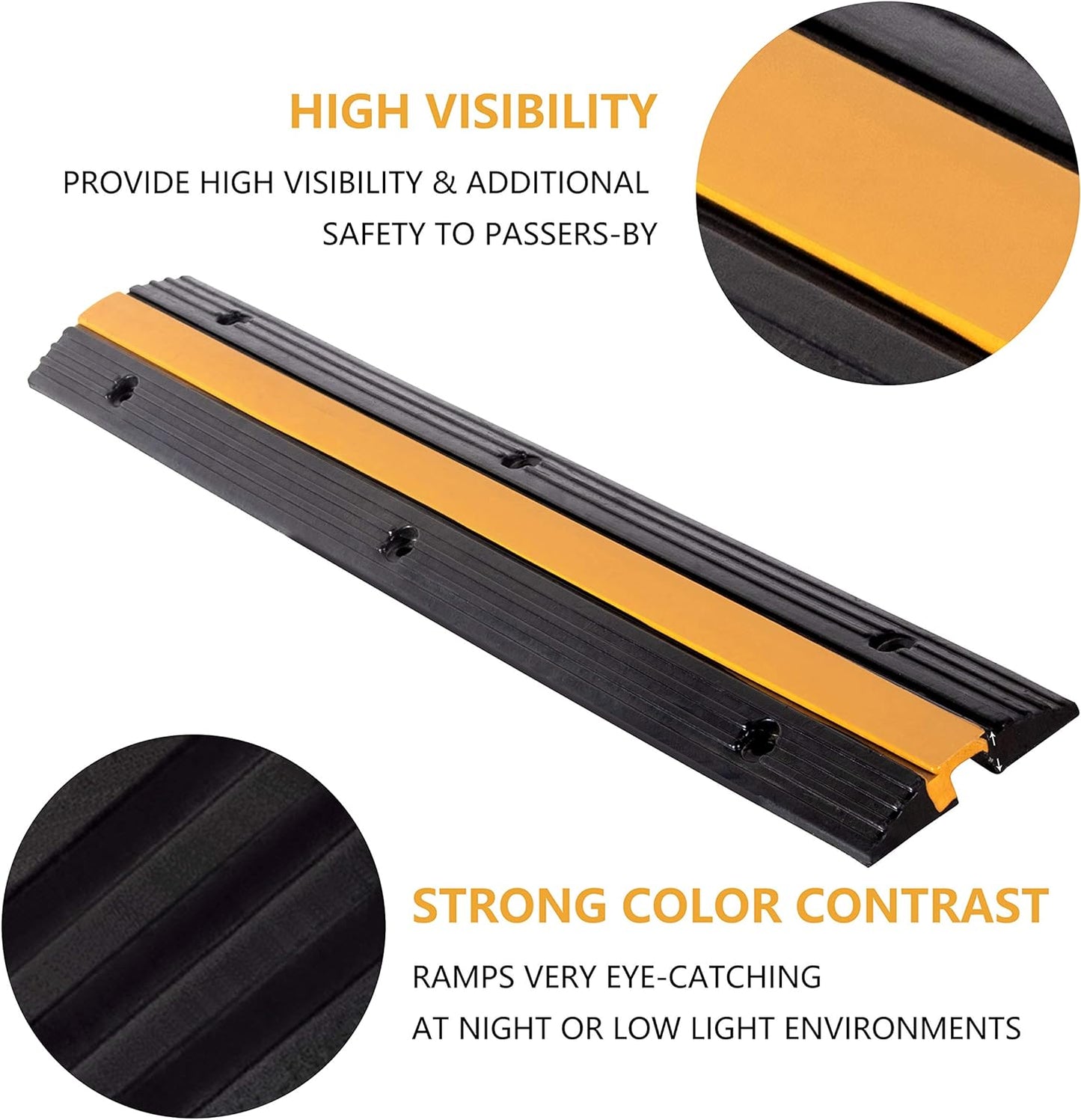 3 Pack Rubber Cable Ramp Hose Cable Protector Ramp 1 Channel 11000Lbs Load Capacity Traffic Speed Bump Wires Power Lines Extension Cord Cover for Indoor Outdoor