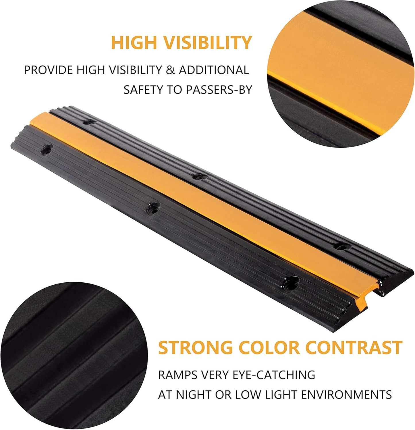 4 Pack Rubber Cable Ramp Hose Cable Protector Ramp 1 Channel 11000Lbs Load Capacity Traffic Speed Bump Wires Power Lines Extension Cord Cover for Indoor Outdoor