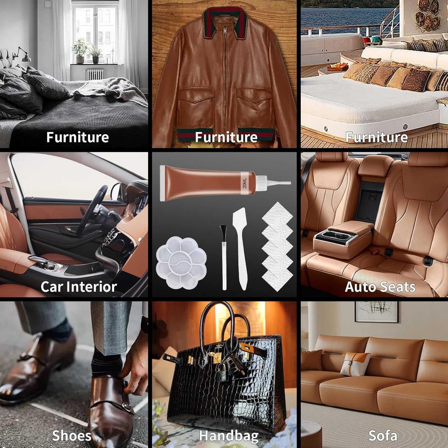 Advanced Leather Repair Gel, 2025 New Leather Repair Coloured Cream Gel, Upgrade Professional Leather Repair Kit for Car Seat Vinyl Repair Kit, Multifunctional Couch and Jacket Repair Kit (Red)