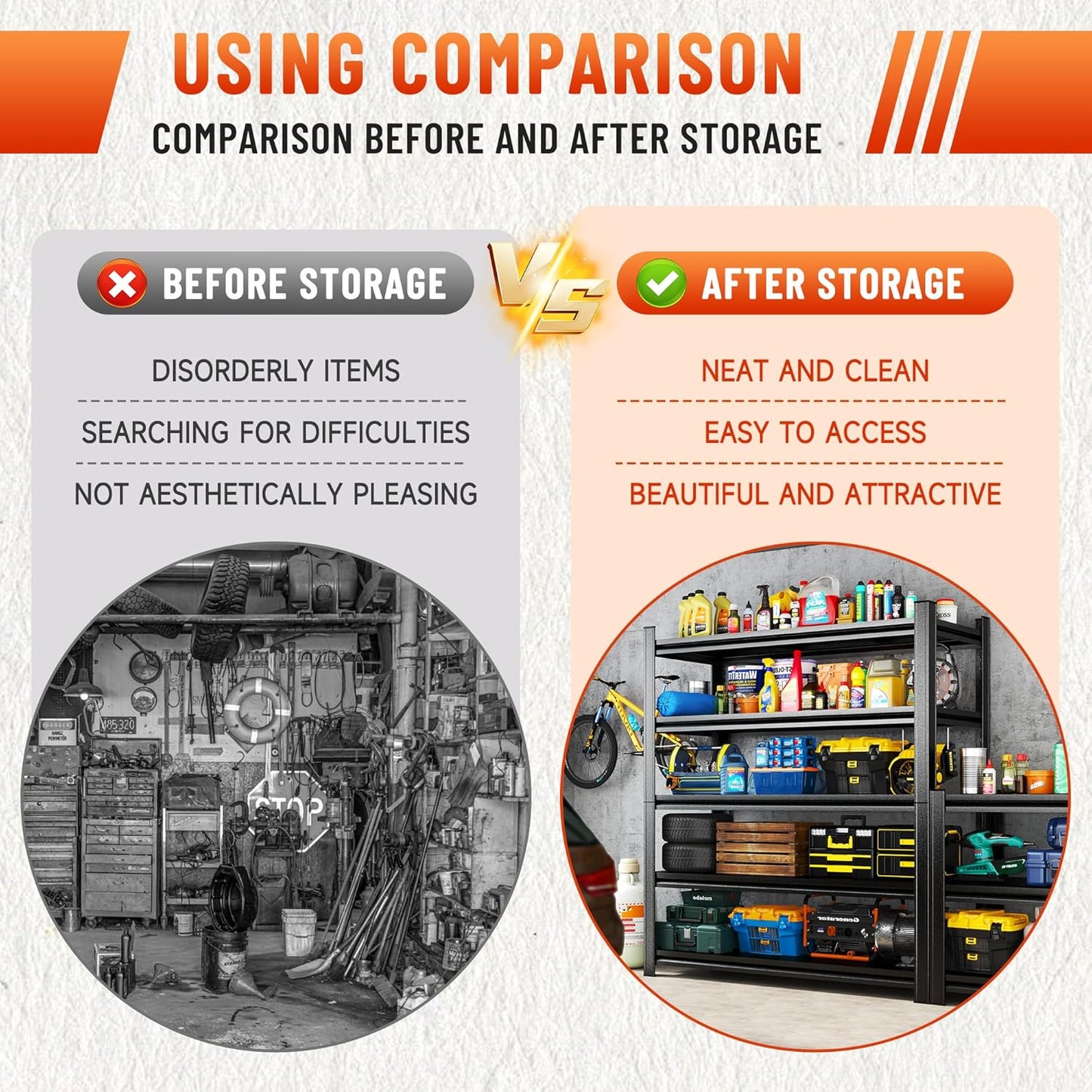 54''H Heavy Duty Metal Shelving Unit, 2000 lbs Total Capacity, Dual-Layer Column, Tool-Free Assembly, All-Steel Construction for Garage, Warehouse, Basement,45.3''W x 15.7''D x 54" H