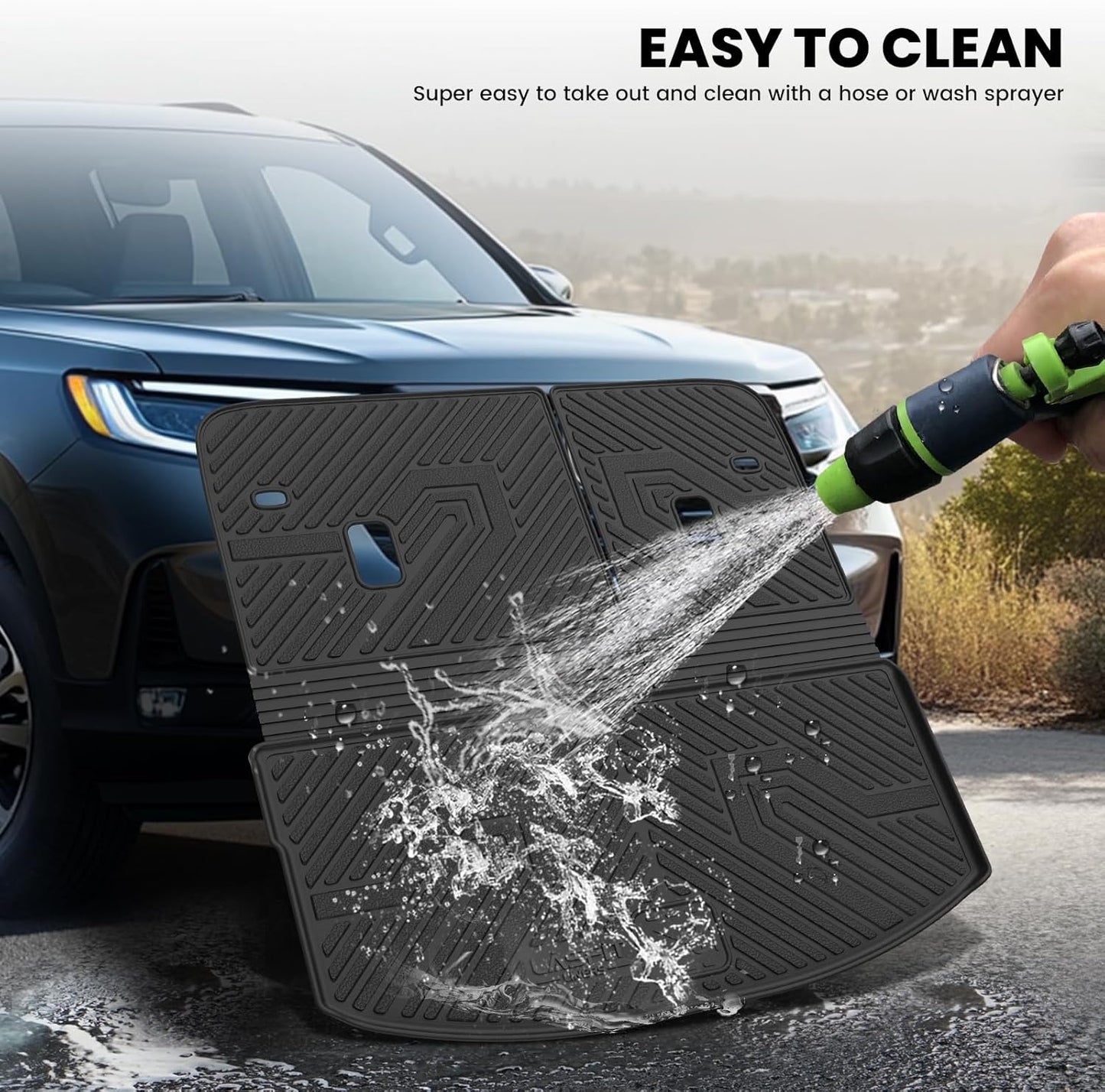 LASFIT Cargo Mat and Backrest Mat for Mazda CX-90 / CX 90 PHEV 2024 2025 7&8 Seats(Not for 6 Seats) TPE Custom Fit All Weather Trunk Mat Liner Waterproof CX90/CX90 PHEV Cargo Tray Accessories, Black