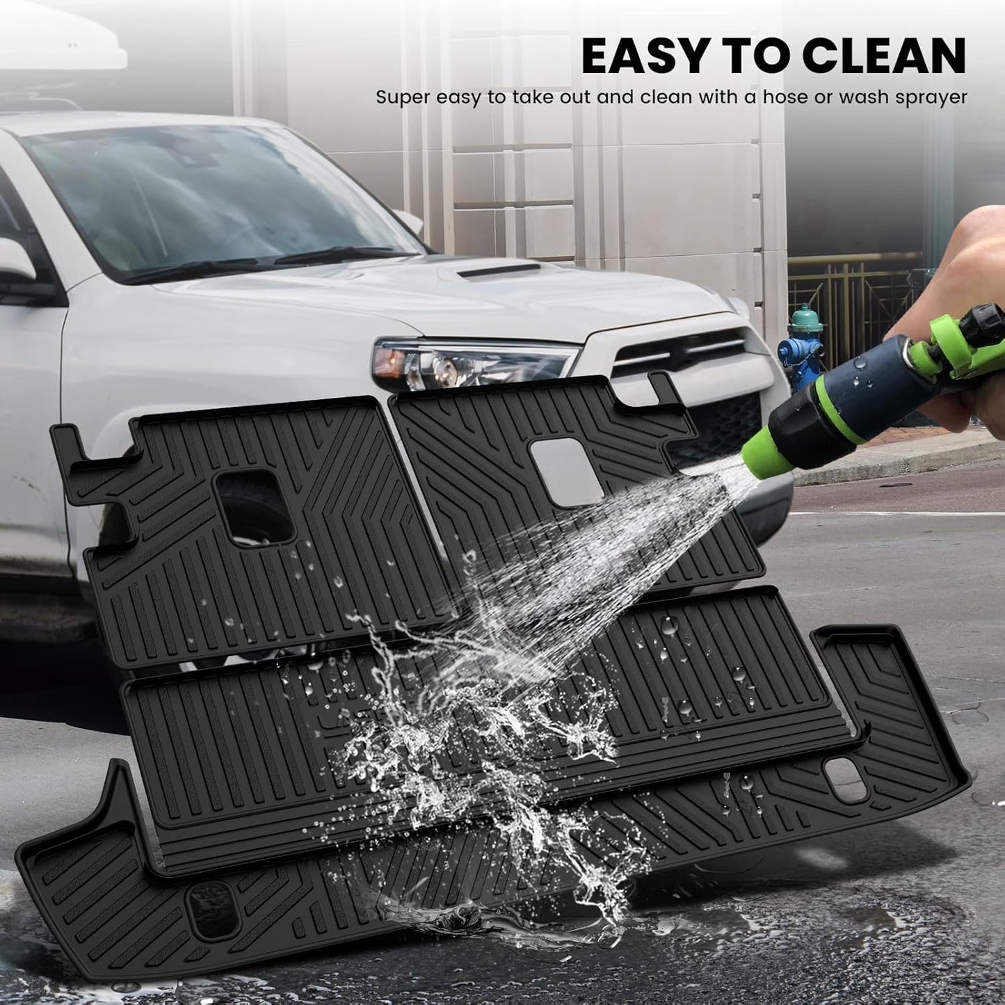 LASFIT Cargo & Backrest Mats for Toyota 4Runner 2013-2024 (Only for 7 Seats), All Weather Custom Fit Cargo Liner for Toyota 4 Runner 2025 TPE Mats Seatback Mat & Trunk Mat, Black