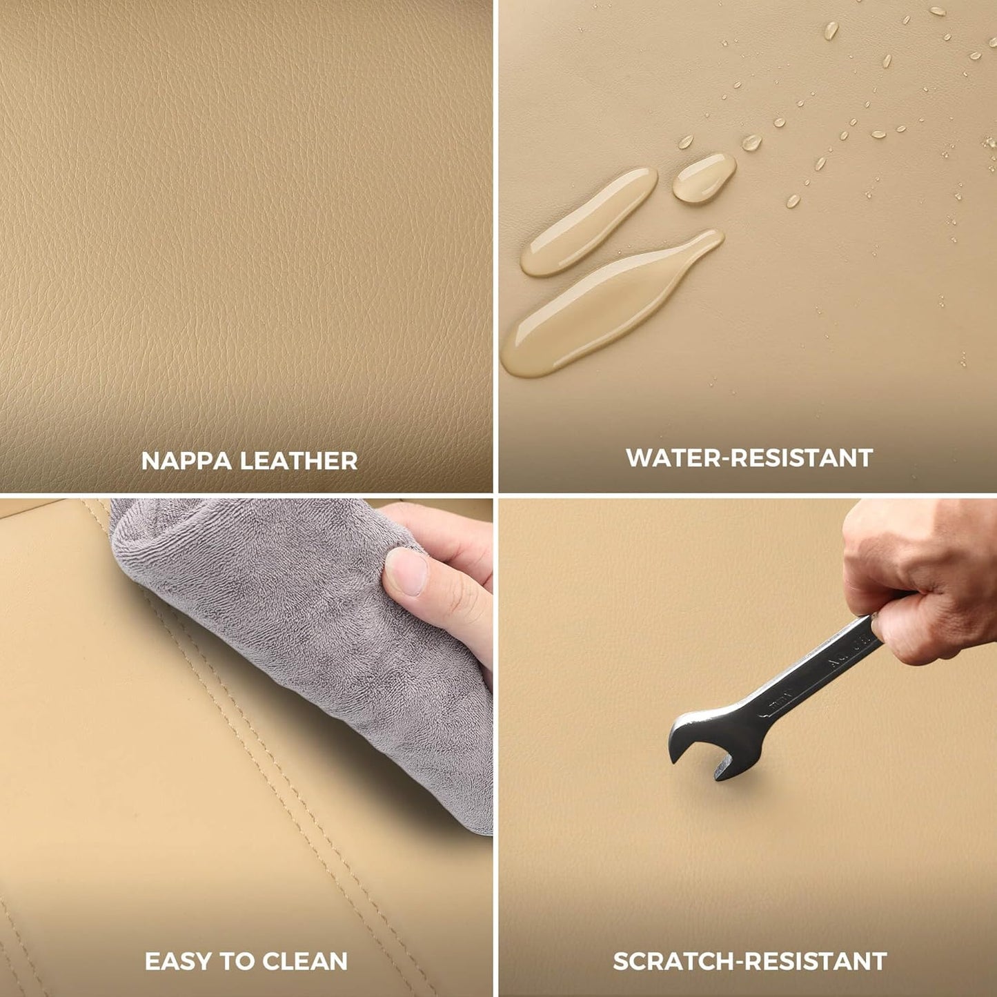 Seat Covers for Toyota 4Runner 2011-2024, Faux Leather Car Seat Cover Full Set, 2-Row-Only for 5 Seats Version-Beige