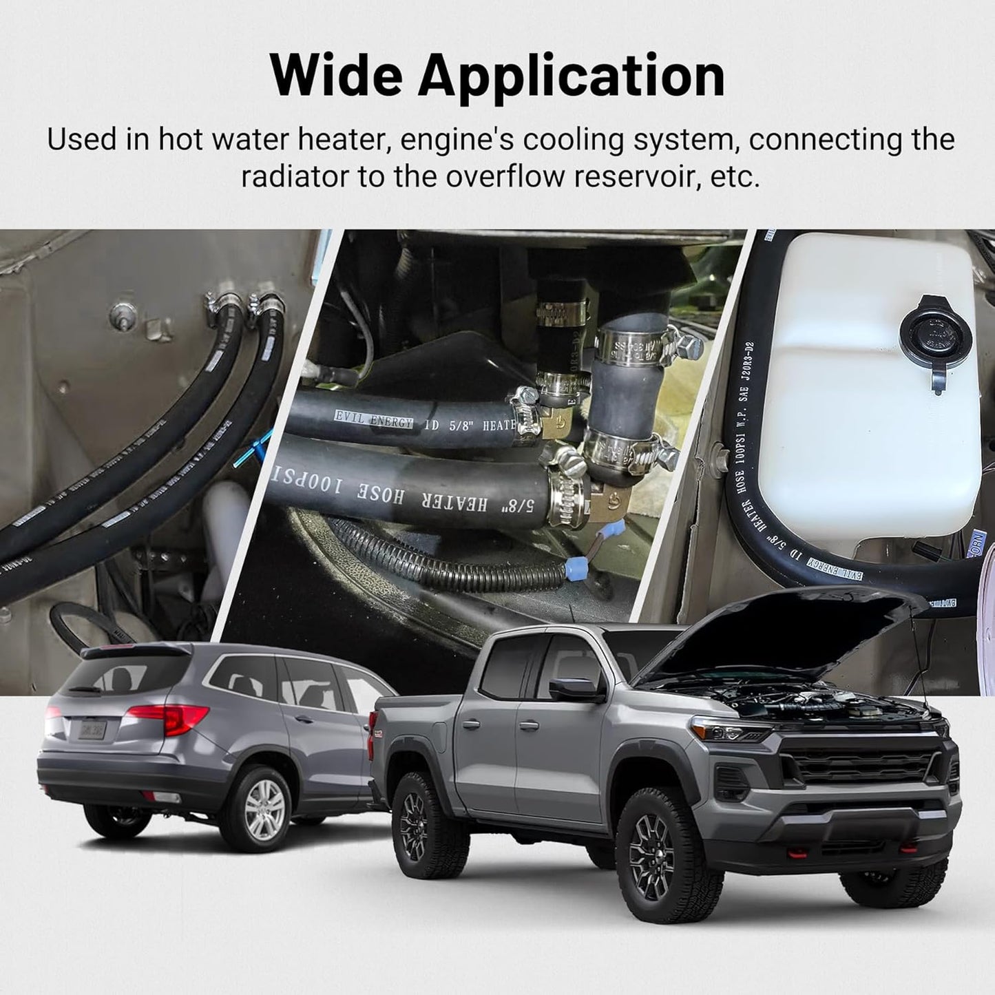 EVIL ENERGY 3/8" Heater Hose Coolant Radiator Straight 100PSI SAE 20R3 10FT Black