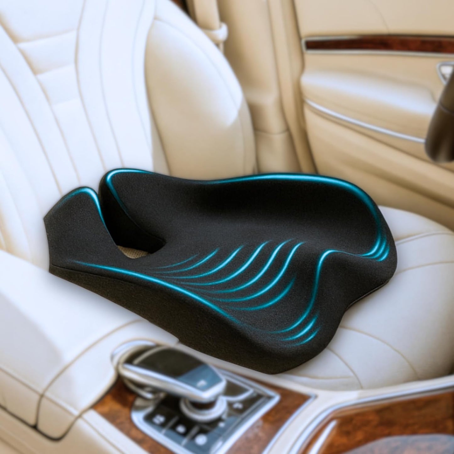 Memory Foam Car Seat Cushion for Back Pain Relief Car Cushions for Driving, Tailbone Pain. Non-Slip Pressure Relief Seat Pad for Truck Driver Essentials with Extra Cover (Black)