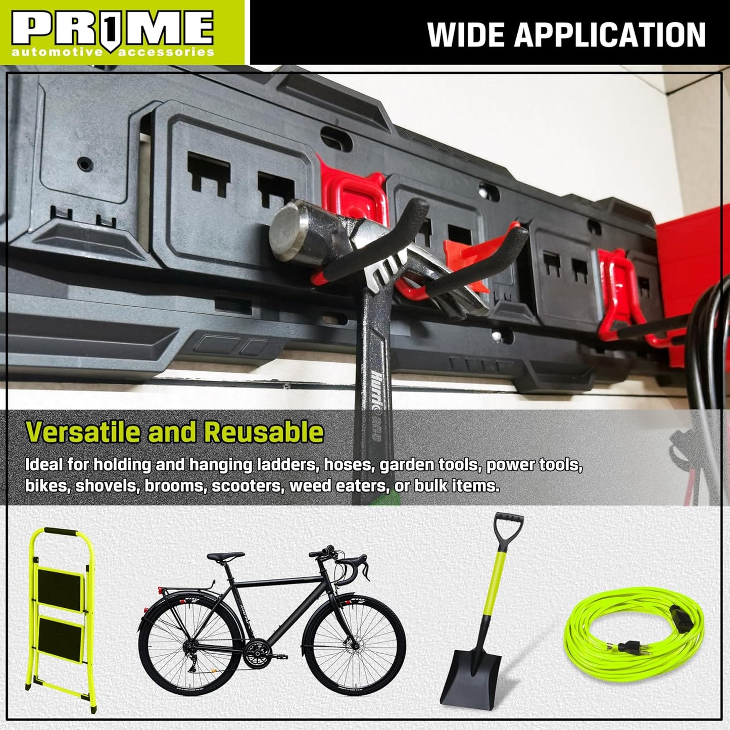PR1ME Garage Hook, Heavy Duty Garage Wall Mount Hook, 1Pc 3.7 in Utility Garage Wall Storage Hook with Anti-Slip Coating, Garage Storage Organization Tool Hanger for Hanging Bike, Ladder Yard Tools
