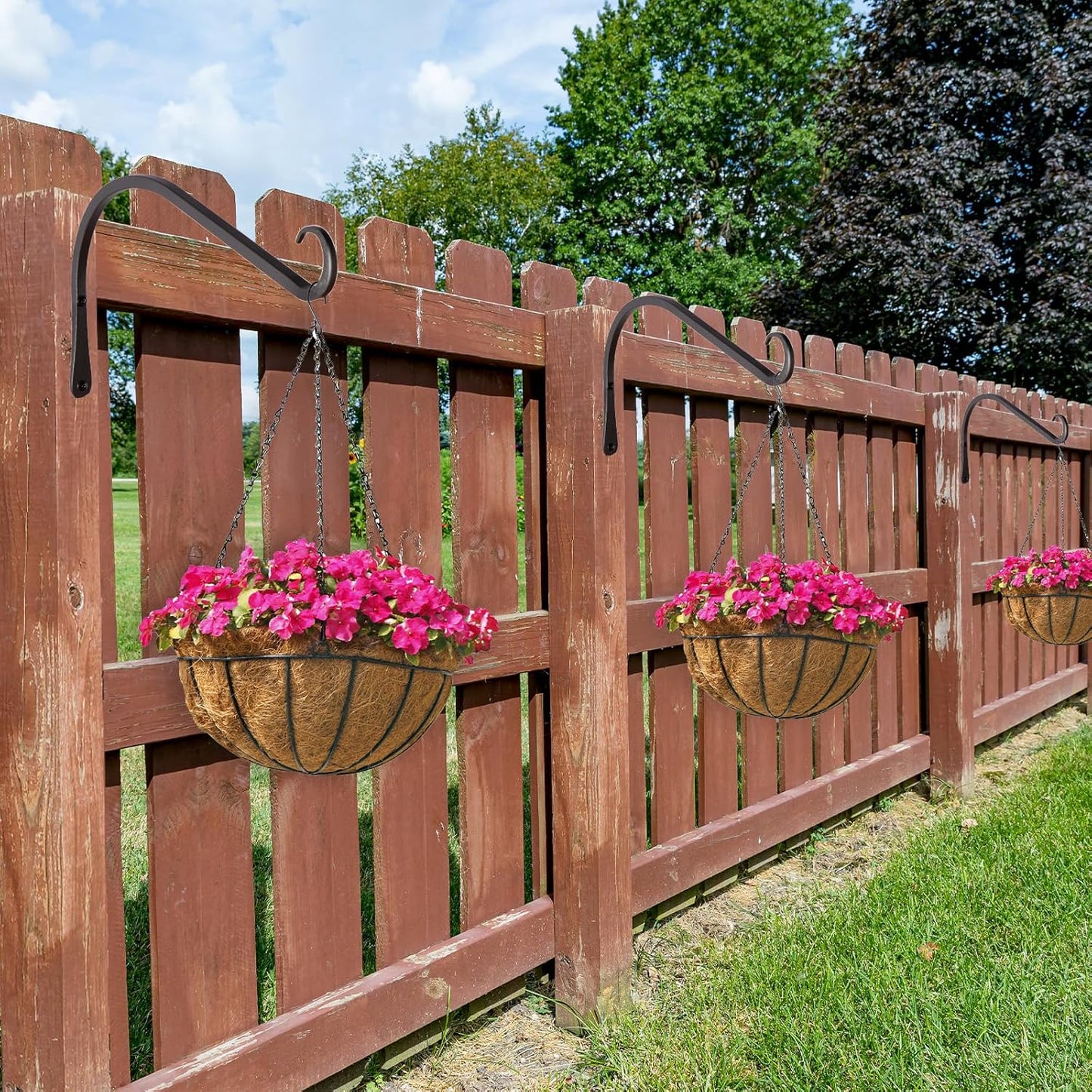 12 inch Plant Hanger, Sturdy Hanging Plant Bracket Outdoor, Hanging Plant Wall Hook Heavy Duty, for Hanging Bird Feeders, Planters, Lanterns, Wind Chimes, Indoor/Outdoor Use, Black, Set of 2